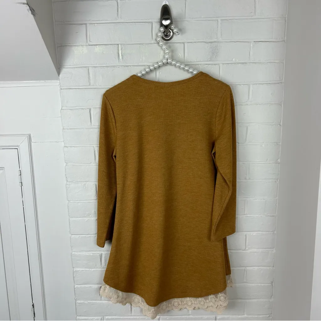 LOGO Lori Goldstein Waffle Knit Crotchet Trim Top Size XS - Image 8