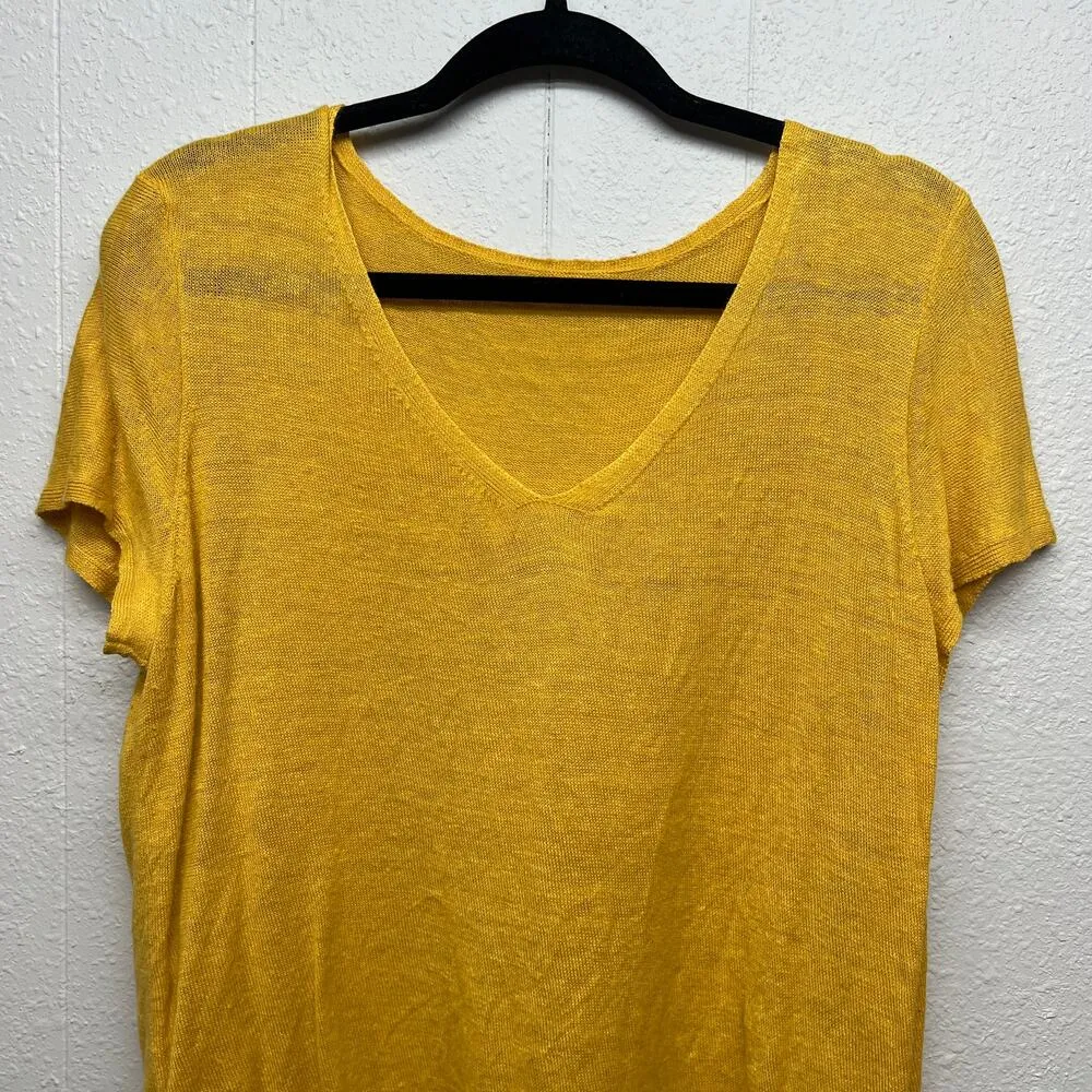 Womens Mustard Coastal Beach Feminine Chic Academia Womens Knit Sweater Medium - Image 2