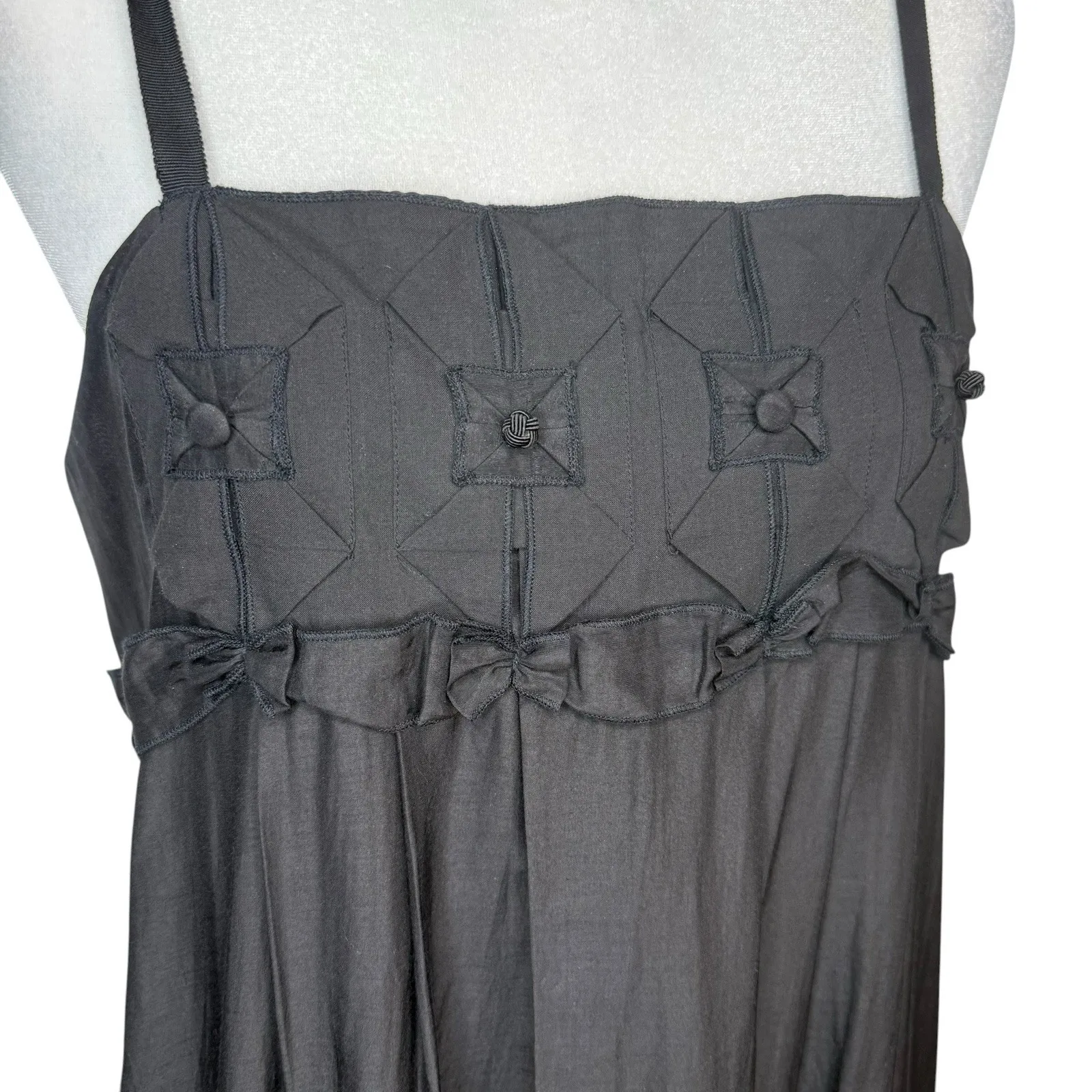 Anthropologie Yoana Baraschi Silk Babydoll Dress M‎ Bow & Sash Pockets Whimsy - Image 5