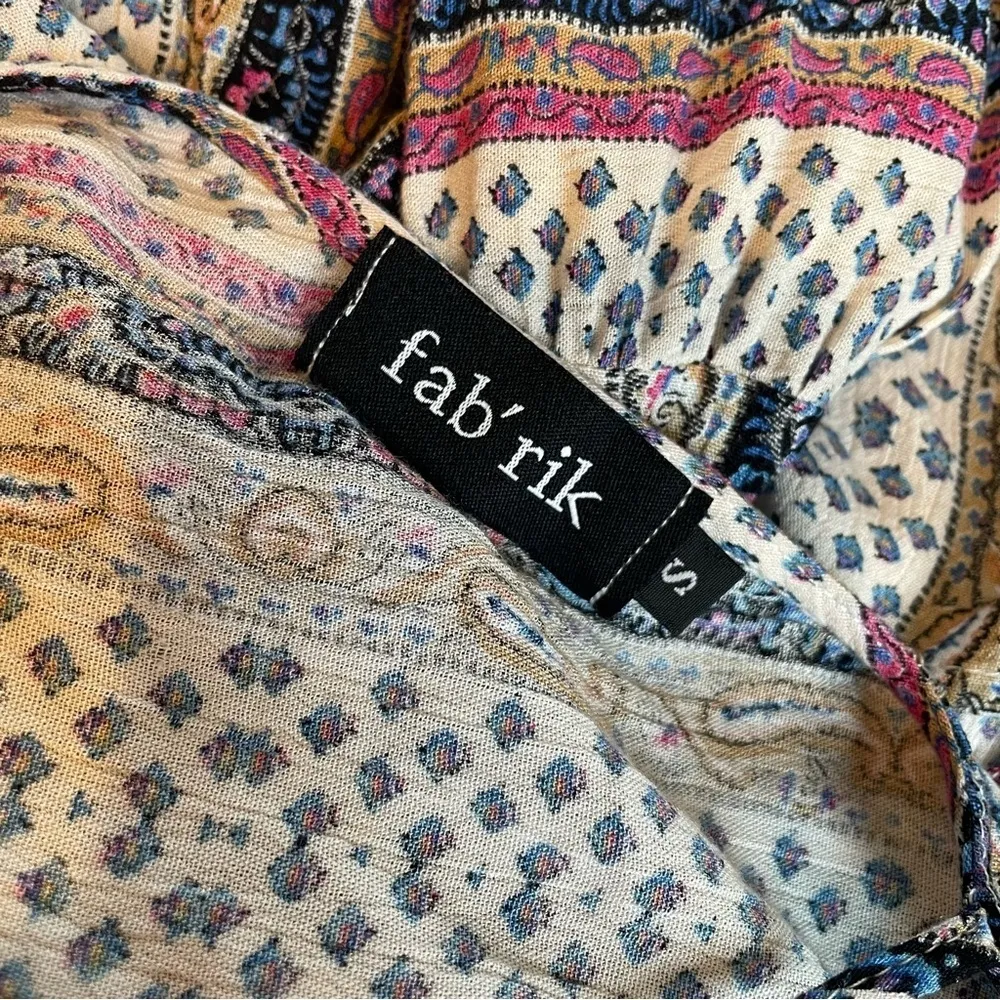 fab’rik multi color boho bell sleeve tie front Top size Small - Image 7