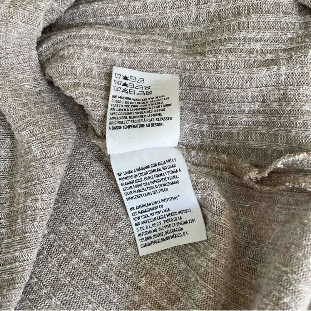 American Eagle Boxy Ribbed T-Shirt Small Tan Cream‎ Oversized Elevated Basic Tee - Image 9