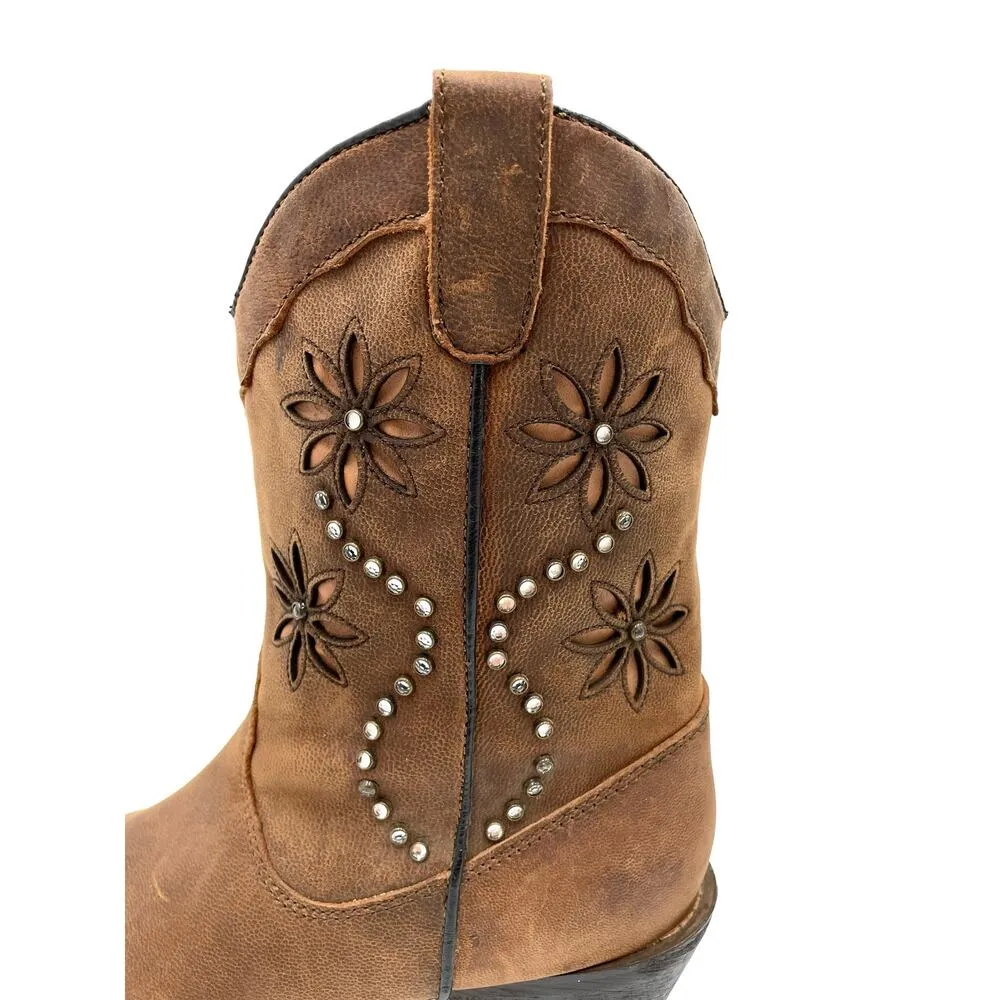 Santa Fe Boot Co Women's Sz 7M Leather Cowboy Boots Rhinestone Cowgirl Bling Brown - Image 10