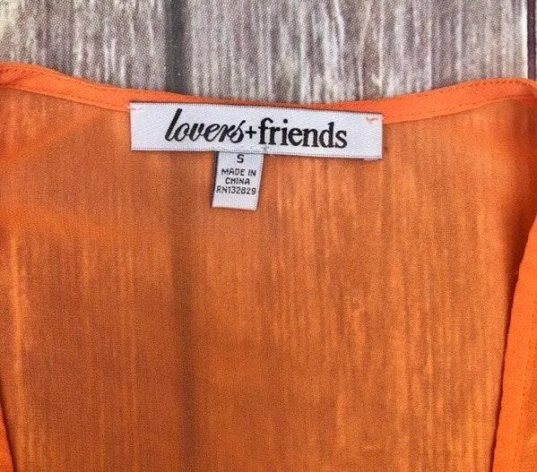 Revolve Neon Orange Split Sleeve Sheer Blouse Top - Image 7