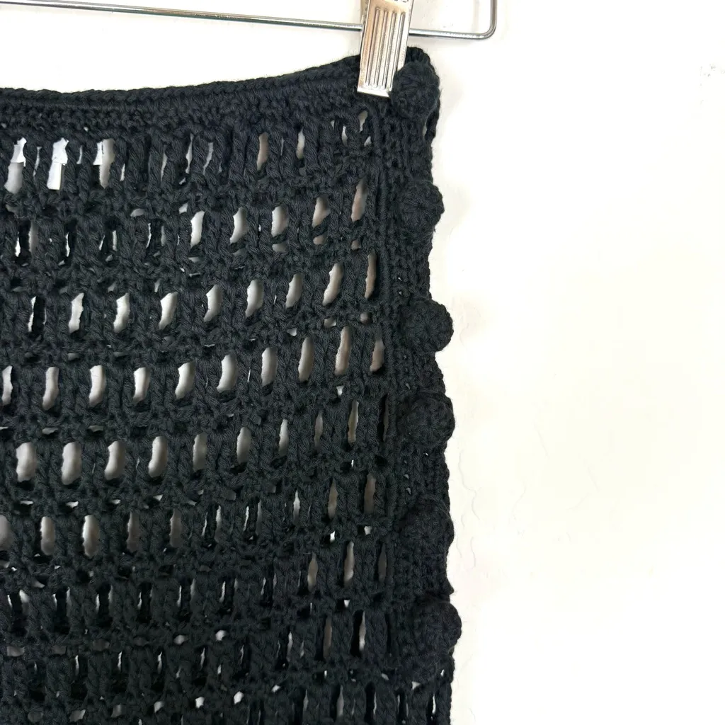 Revolve Superdown Black Crochet Midi Skirt Fringe - Image 6