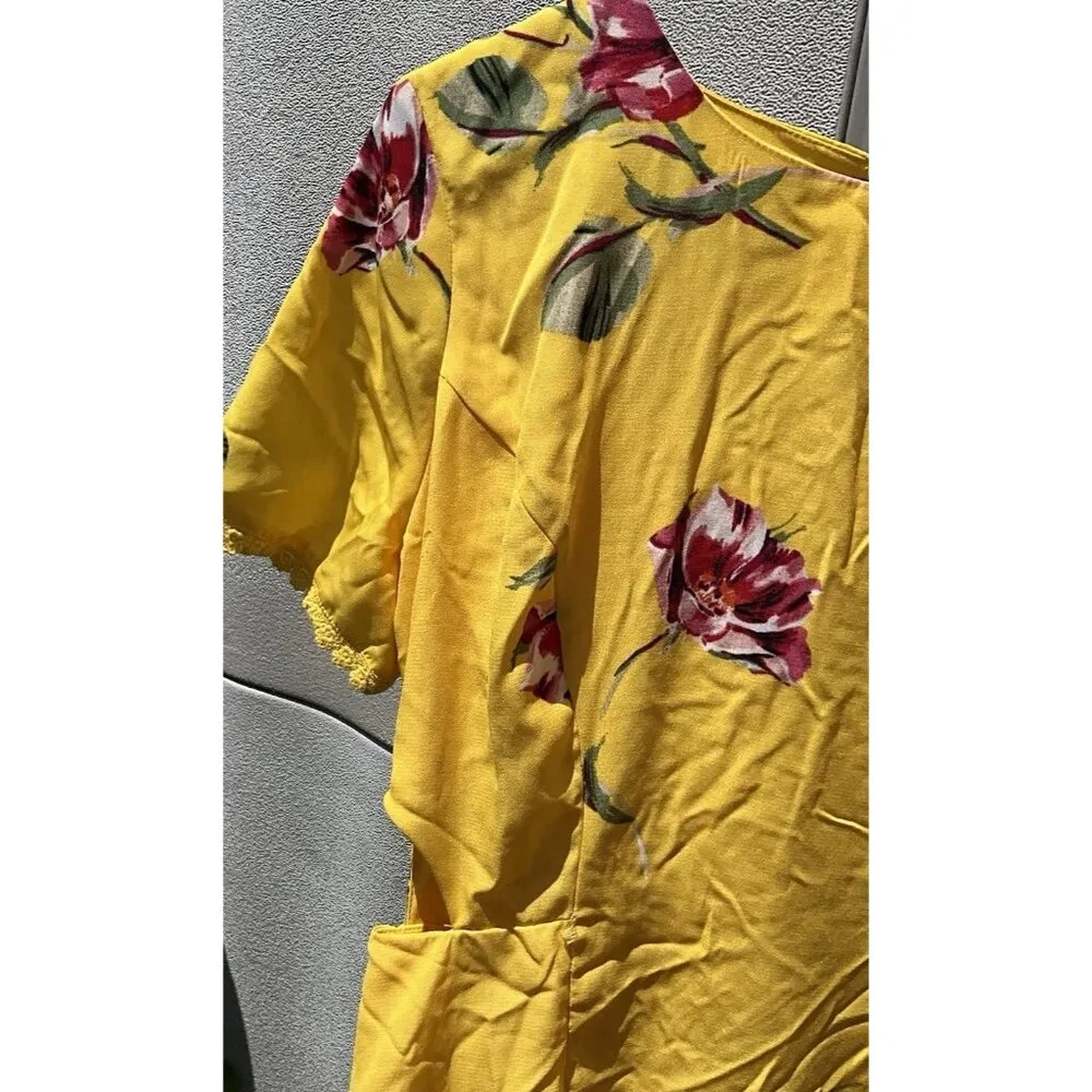 Dark Floral Sun Dress Size M Cotton Keyhole Cutout Black Pink Sleeveless Summer - Image 7