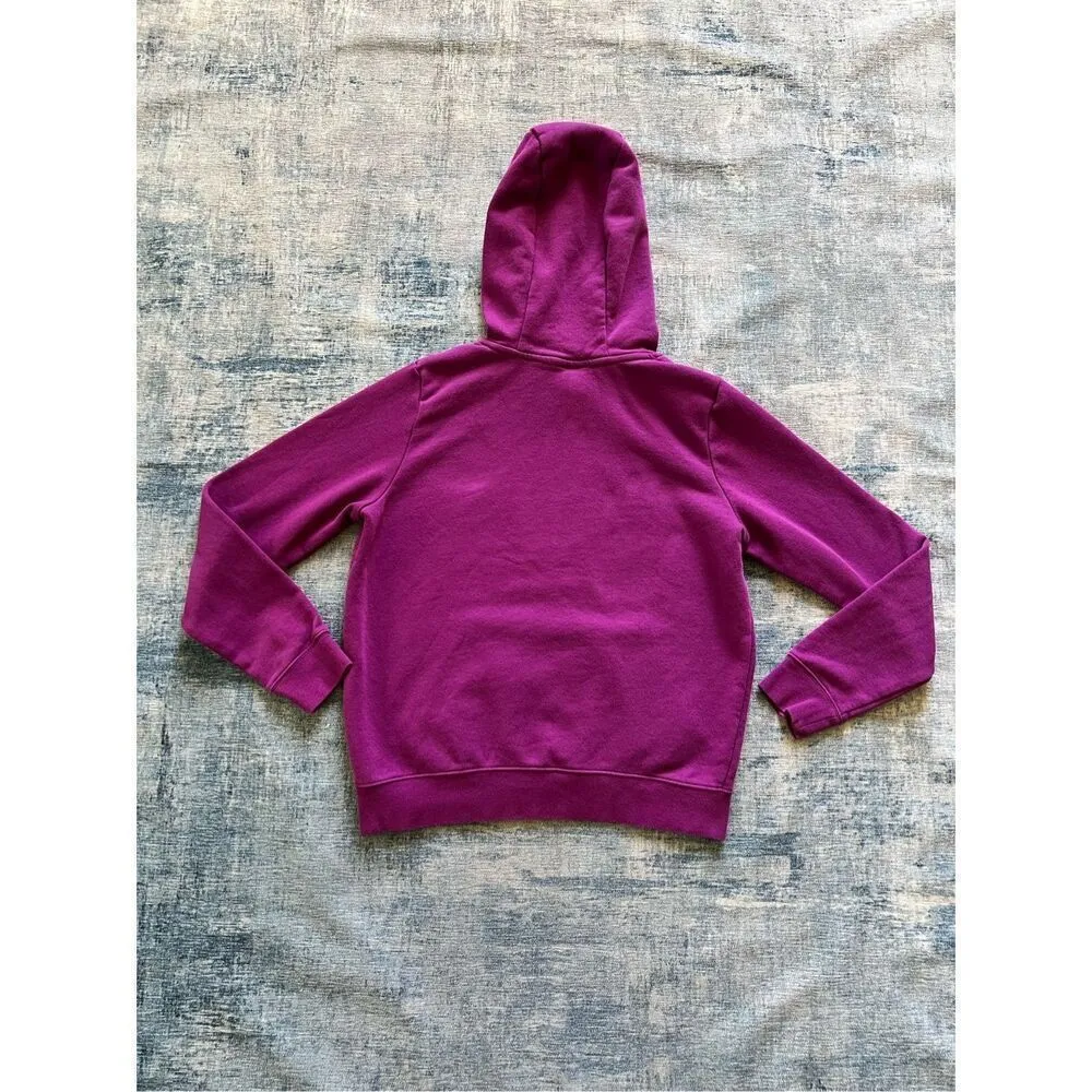 Nike Fuchsia Purple White Logo Club Pullover Fleece Hoodie Women's Small - Image 2