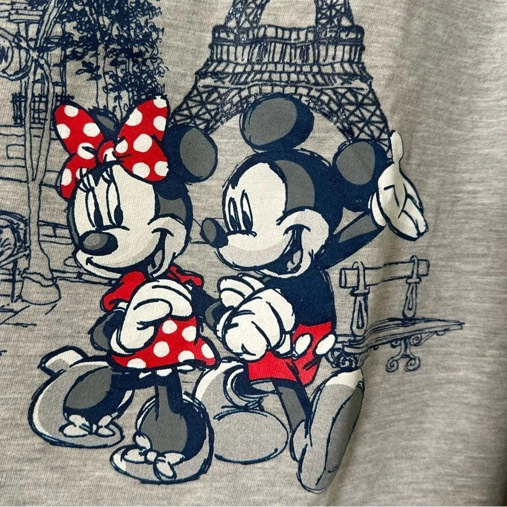 Disney Parks Paris Epcot World Showcase Mickey Minnie Mouse Gray Top Sz Large - Image 4