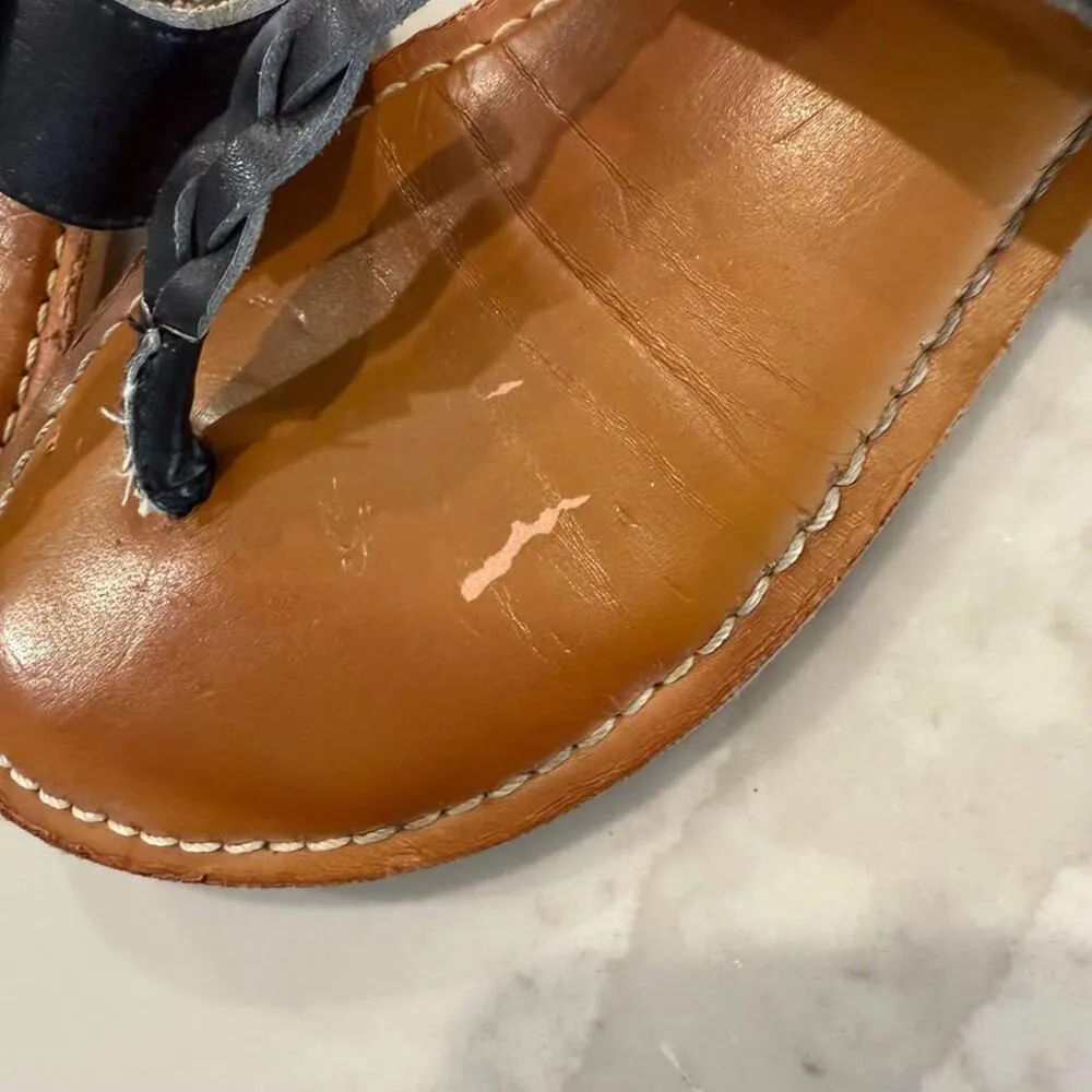 Mad Love Braided T-Strap Flip Flop Sandals Women’s 10 Black Strap Boho Summer - Image 7