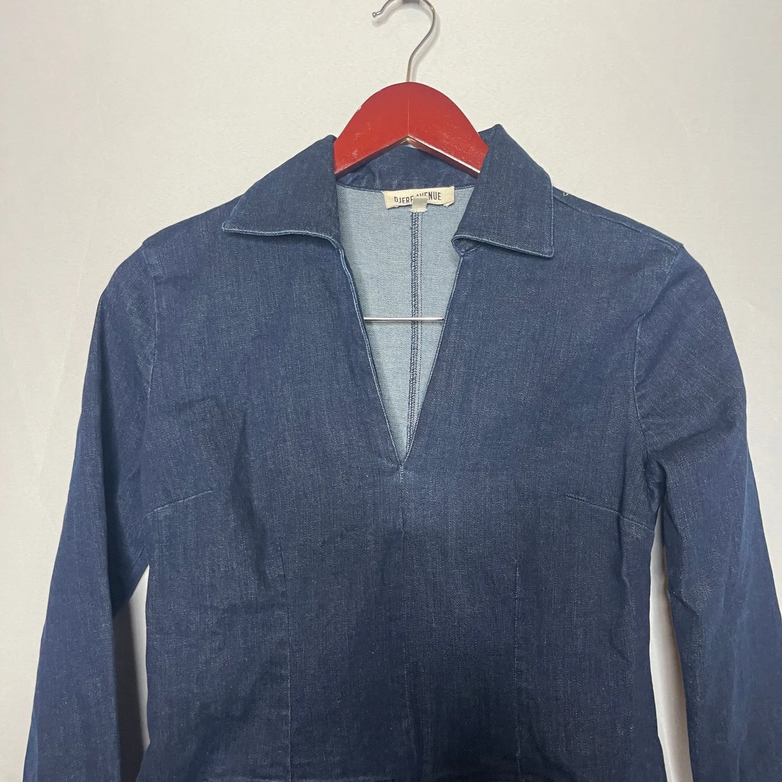 Djerf Avenue Denim Mini Dress Midnight Blue Sz XS - Image 5