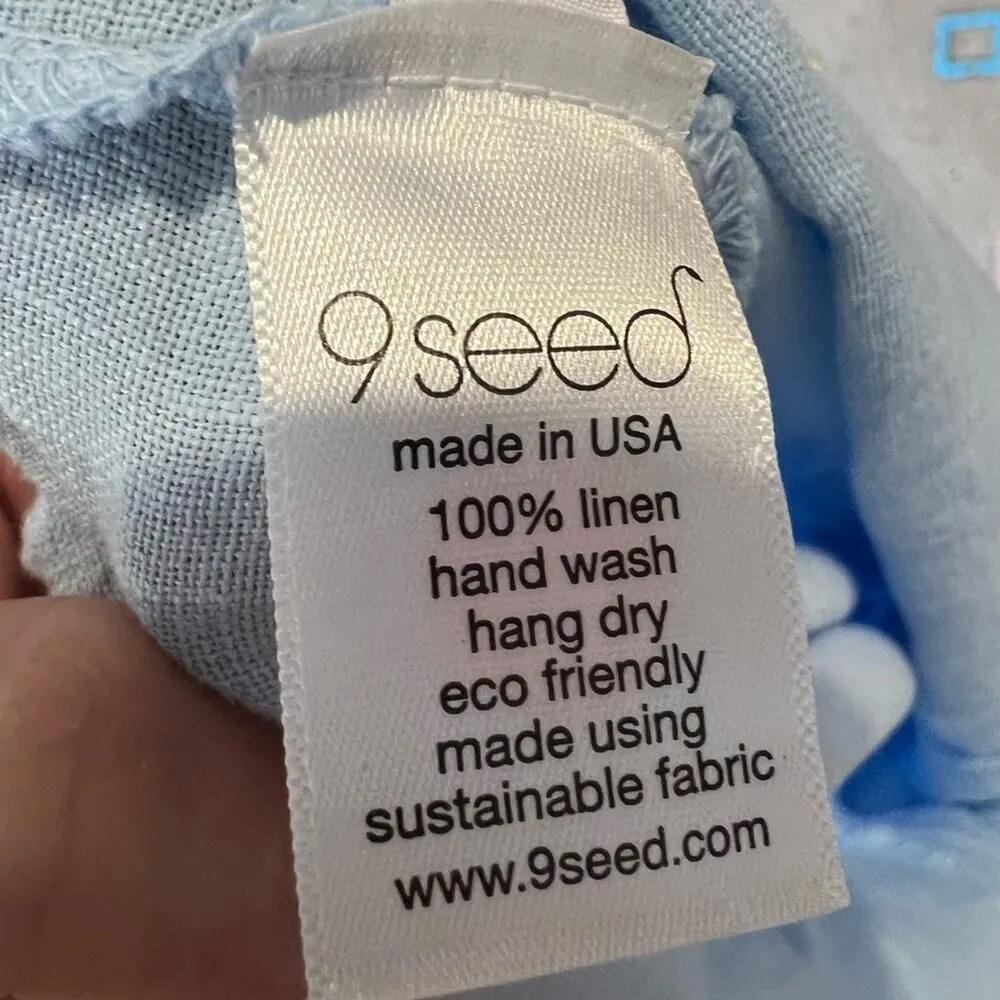 9seed latigo linen overalls cielo‎ blue size medium, nwt - Image 8