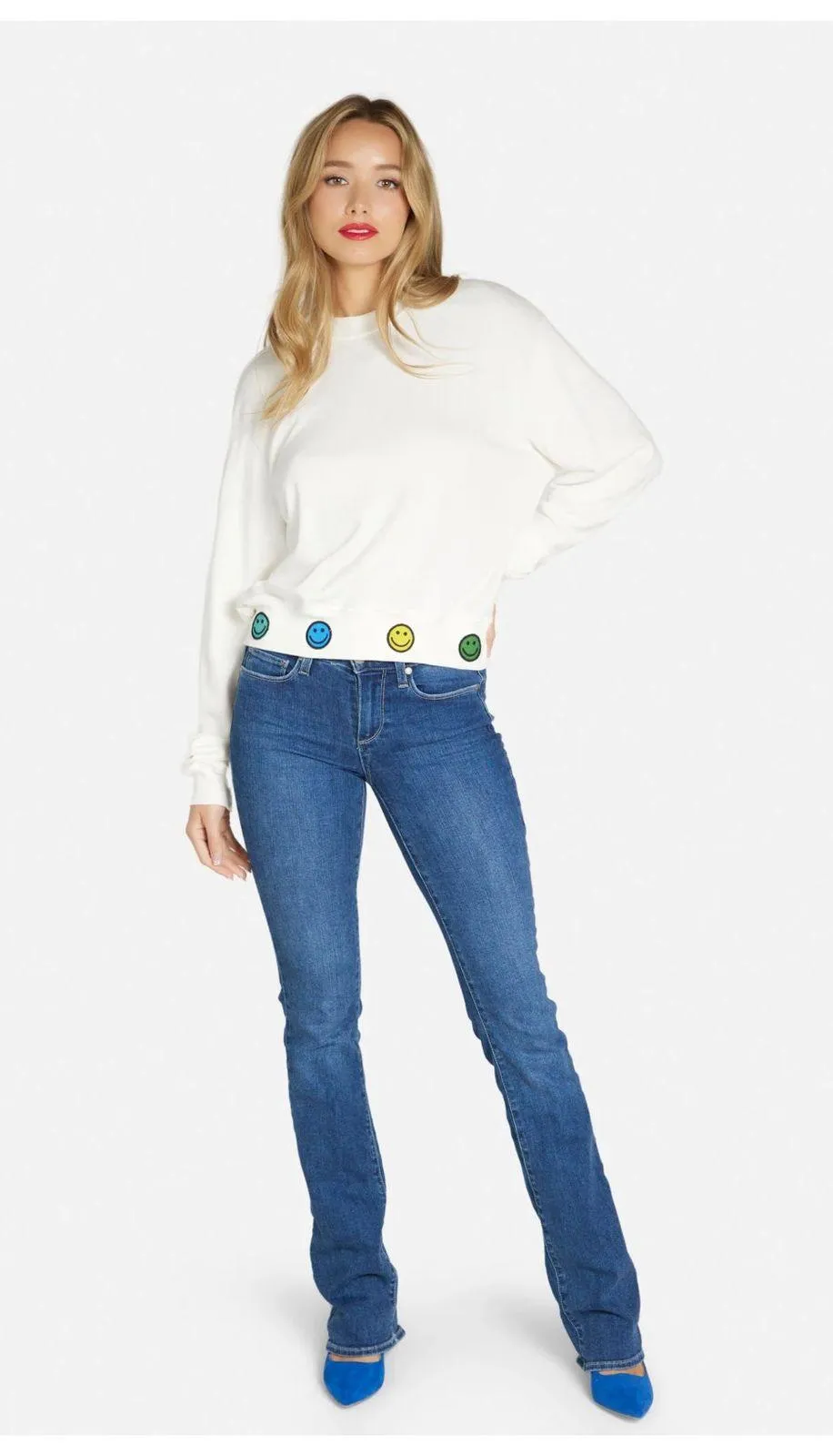 LAUREN MOSHI Spalding Hello Moshi Pullover In Milk Size Large - Image 3