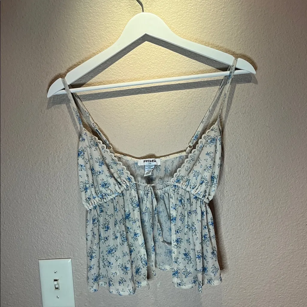 RSQ Women’s Coquette Floral Babydoll Camisole Top Size Large - Image 2