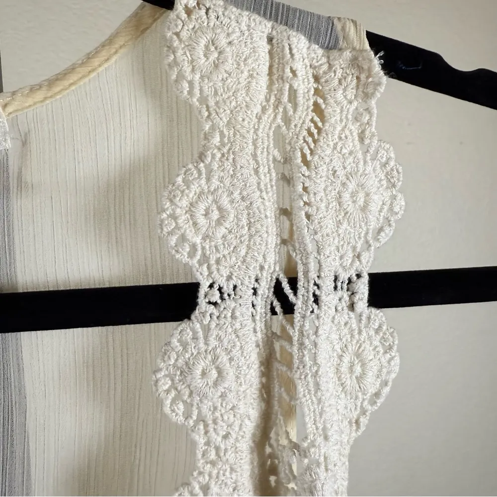 Cottagecore Soft Girl Vest M Bohemian Lace Festival Western Vintage Embroidered Size M - Image 4