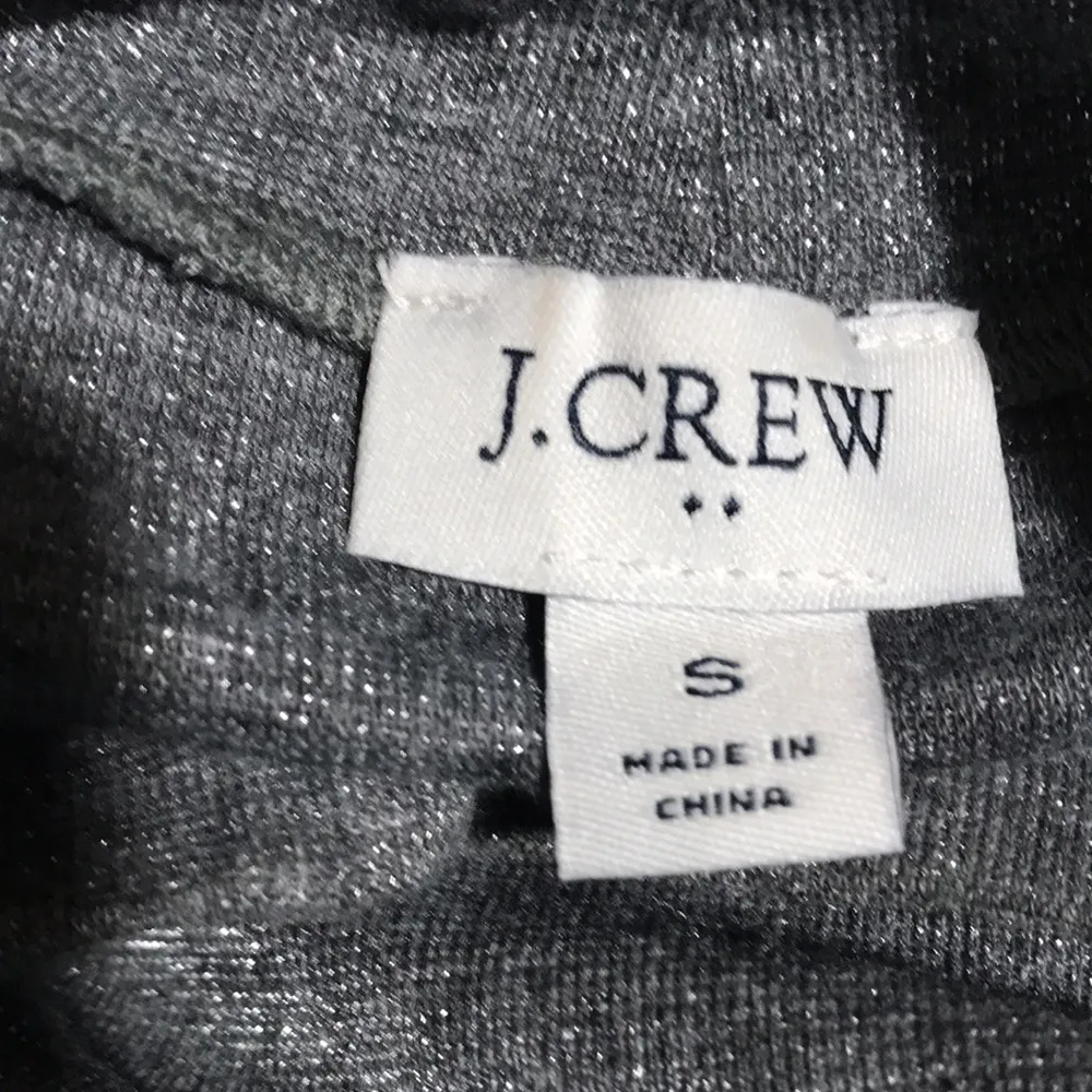 J Crew Factory Lurex Metallic Mock Neck Puff Sleeve Top Grey Small (4 - Image 3
