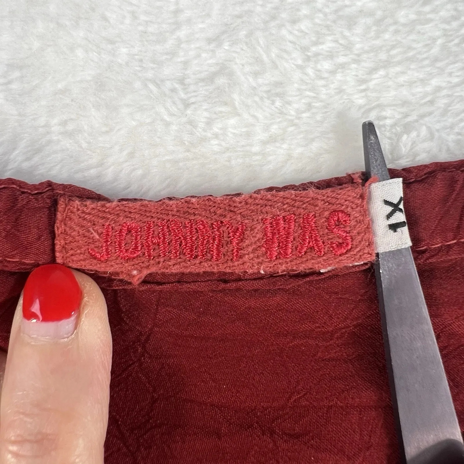 Johnny Was Plus 1X Embroidered Boho Tunic Top Bohemian Hippie Blouse Red Peasant - Image 6