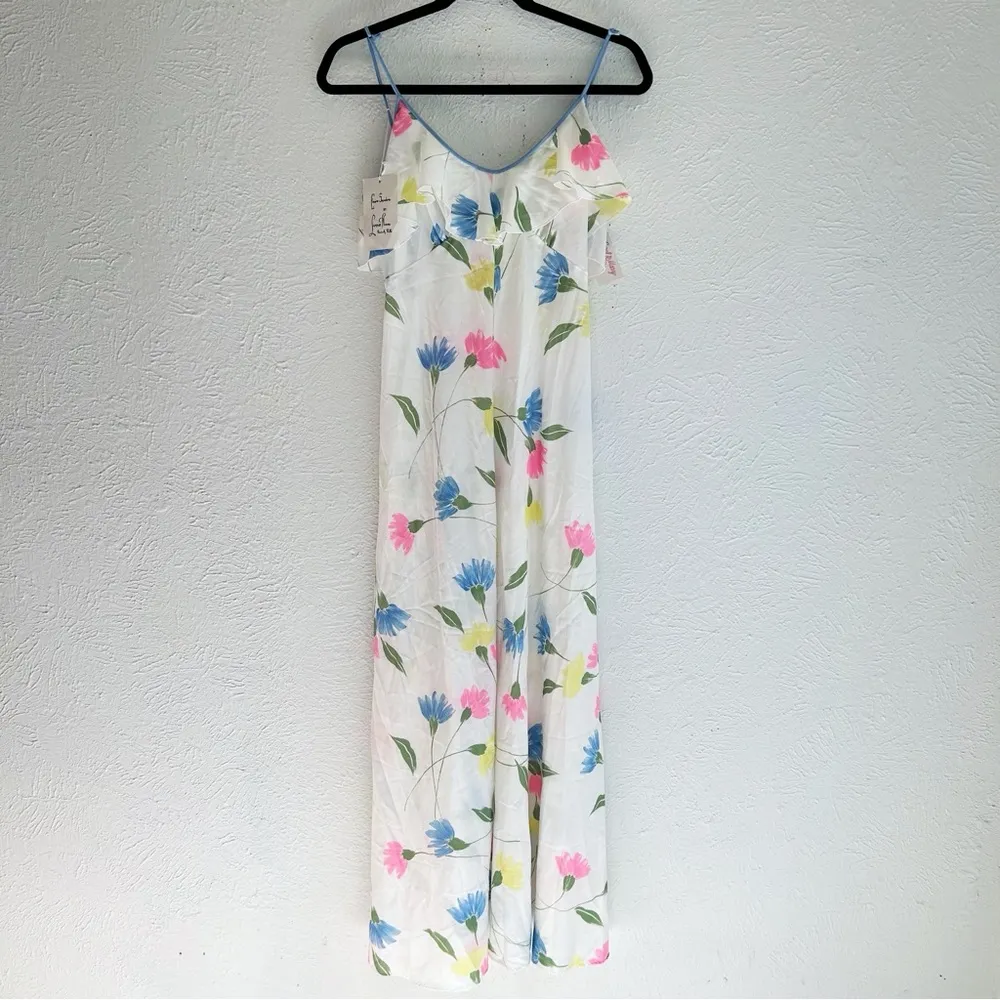 Vintage Claire Sanders by Lucie Ann Maxi Nightgown & Robe Floral Set NWT Small White - Image 4