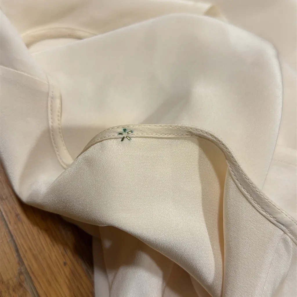 PETER COHEN ivory Cream Open Front 100% Silk Cardigan Womens M Tan Size M - Image 7