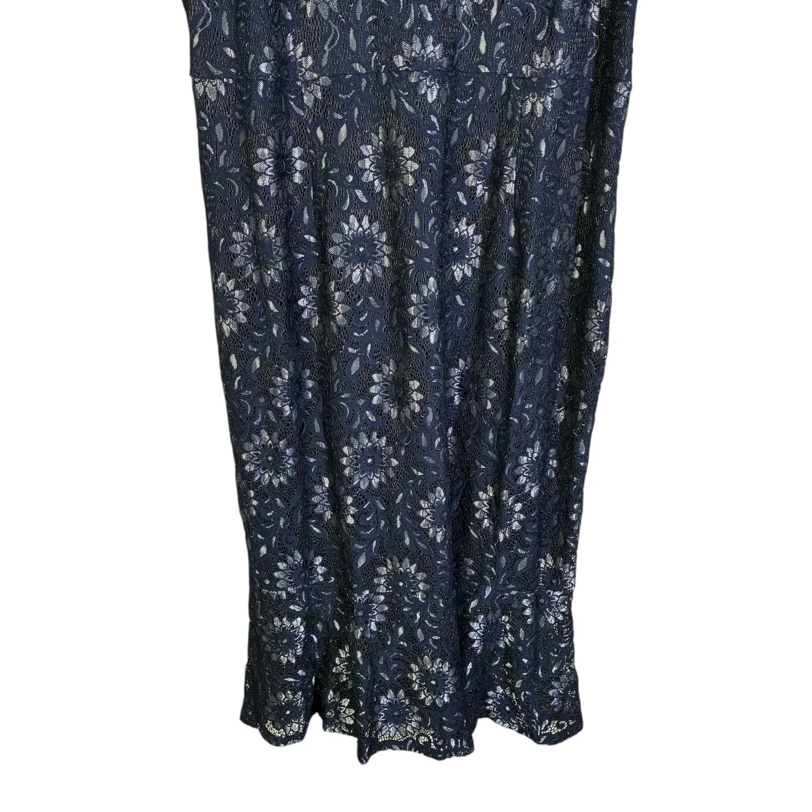 Enfocus Floral Sleeveless Maxi Dress Size 18W Navy Blue Lace Mother of the Bride - Image 4