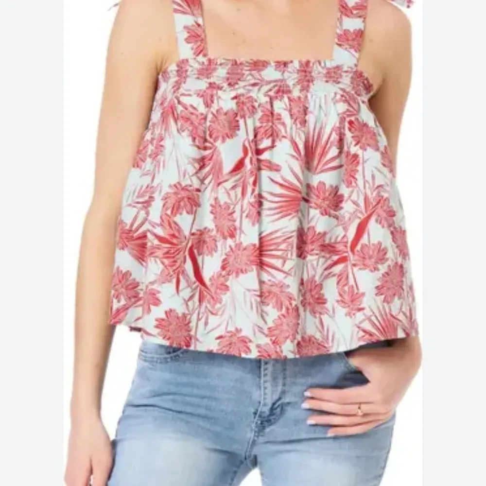 C&C California Floral Tie Shoulder Top - Image 2