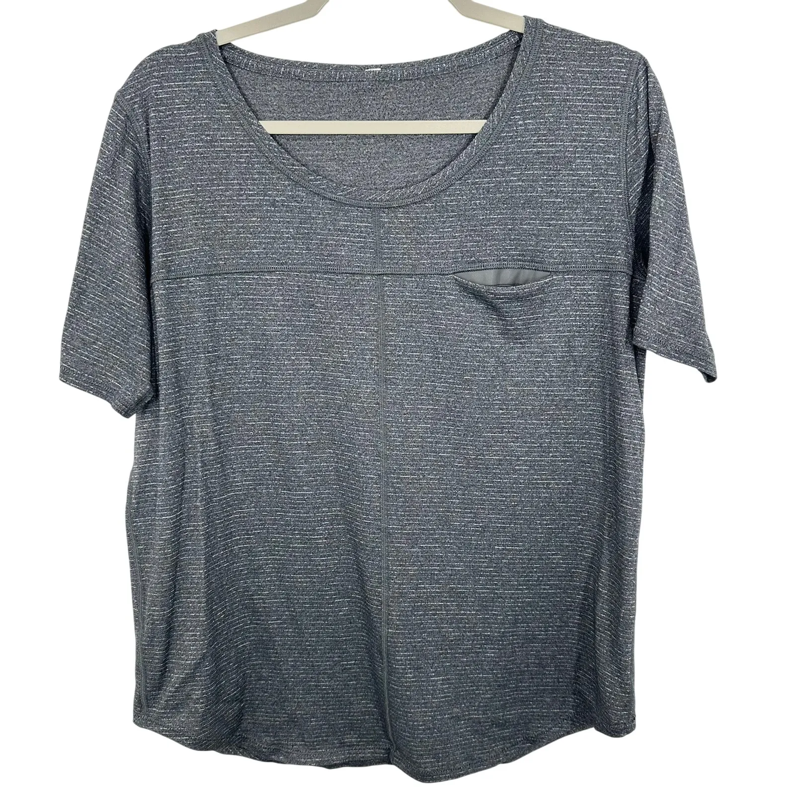 Lululemon Run Away Tee Heathered Black Striped Short Sleeve Shirt Running Hiking - Image 2
