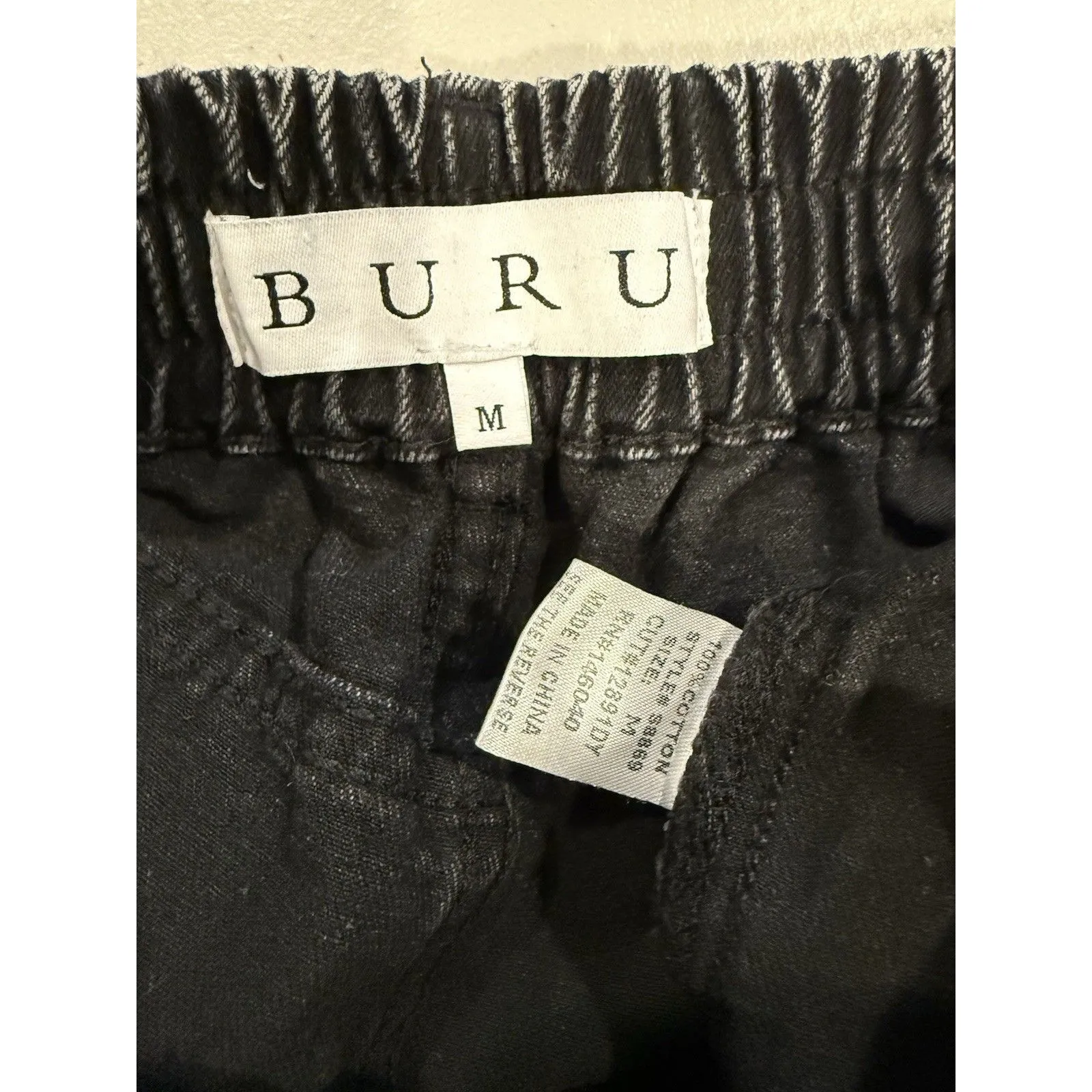 Buru Jogger Jeans Womens 25" High Rise Stretch Grunge Punk Elastic Waist Rocker Black - Image 3