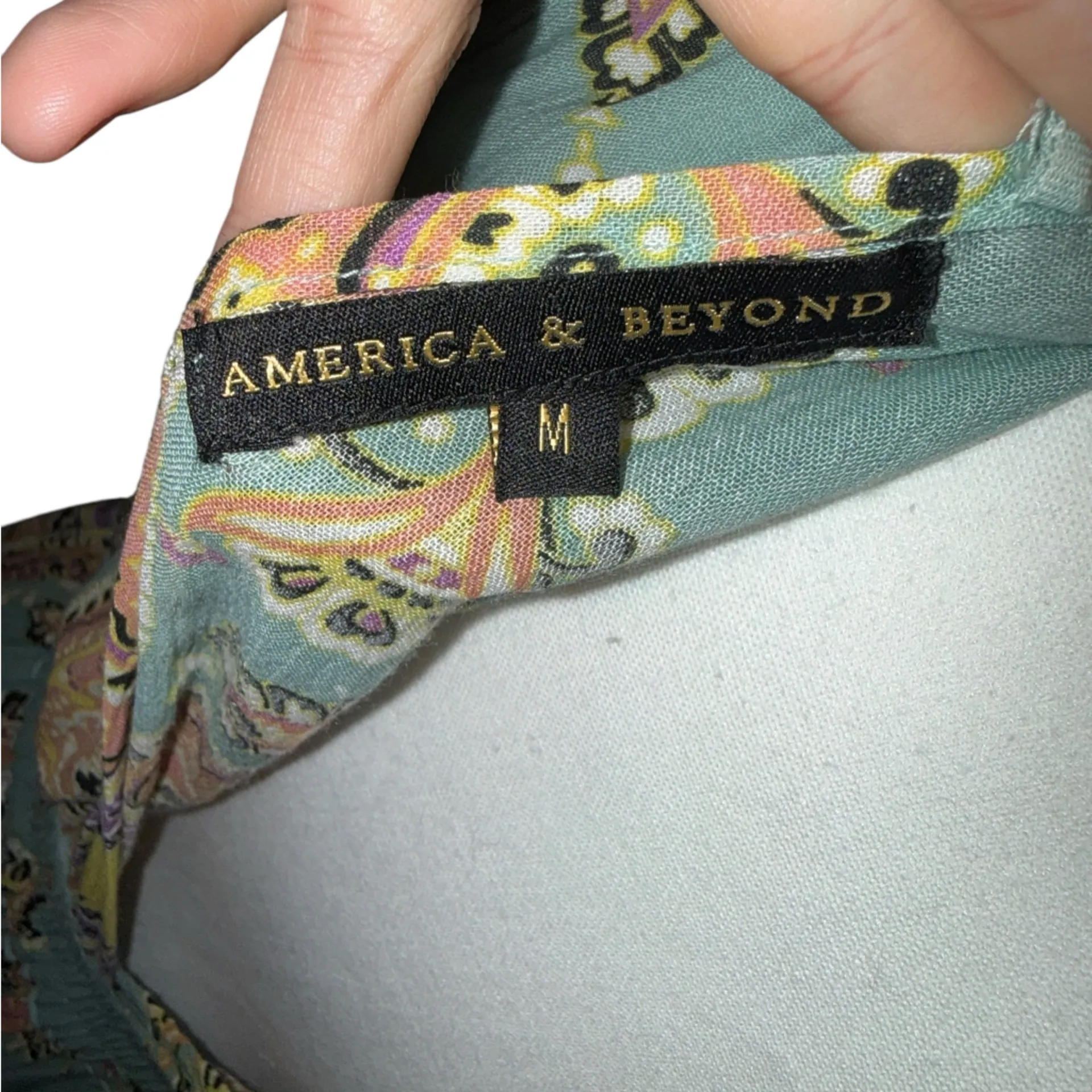 America & Beyond Slit Green Medallion Print Maxi Dress Size M - Image 8