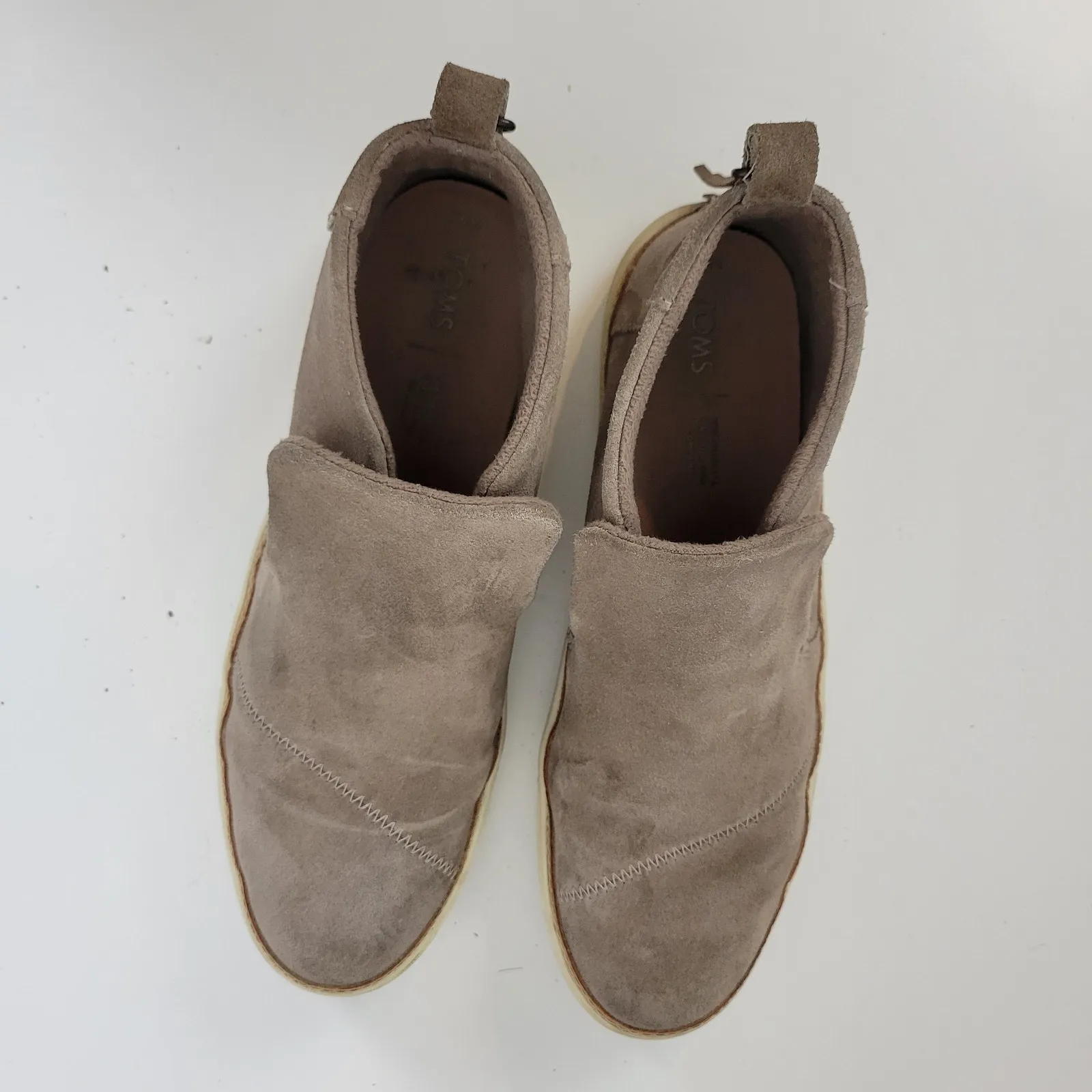 Toms Womens‎ Fashion Shoes Size 9.5 Brown Suede Round Toe Slip-On High Top - Image 3