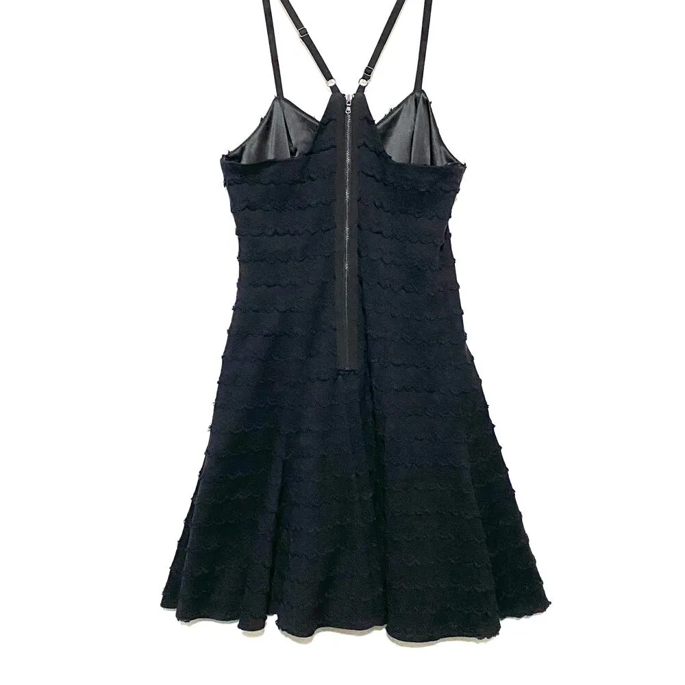 Jay Godfrey Little Black Mini Dress Womens 0 Strappy Exposed Zip Back Halter - Image 3
