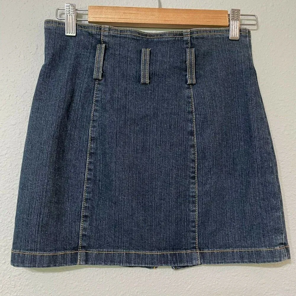 Carmar Blue Denim Zip Up Jean Mini Skirt Womens 26 Blue Denim Coastal Cowgirl Size 4 - Image 2