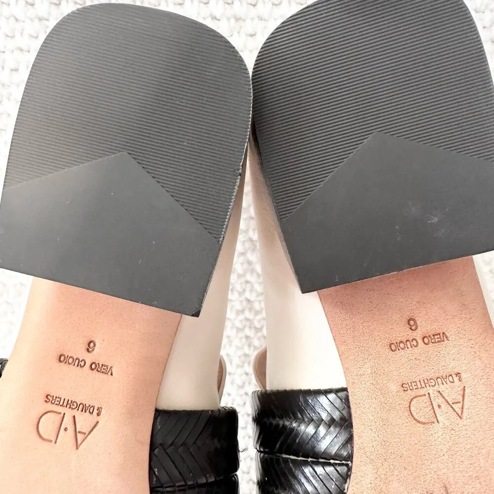 AD & Daughter Ivory Black Woven Band Corya Keeper Low Black Heel Loafer 6.5 - Image 11