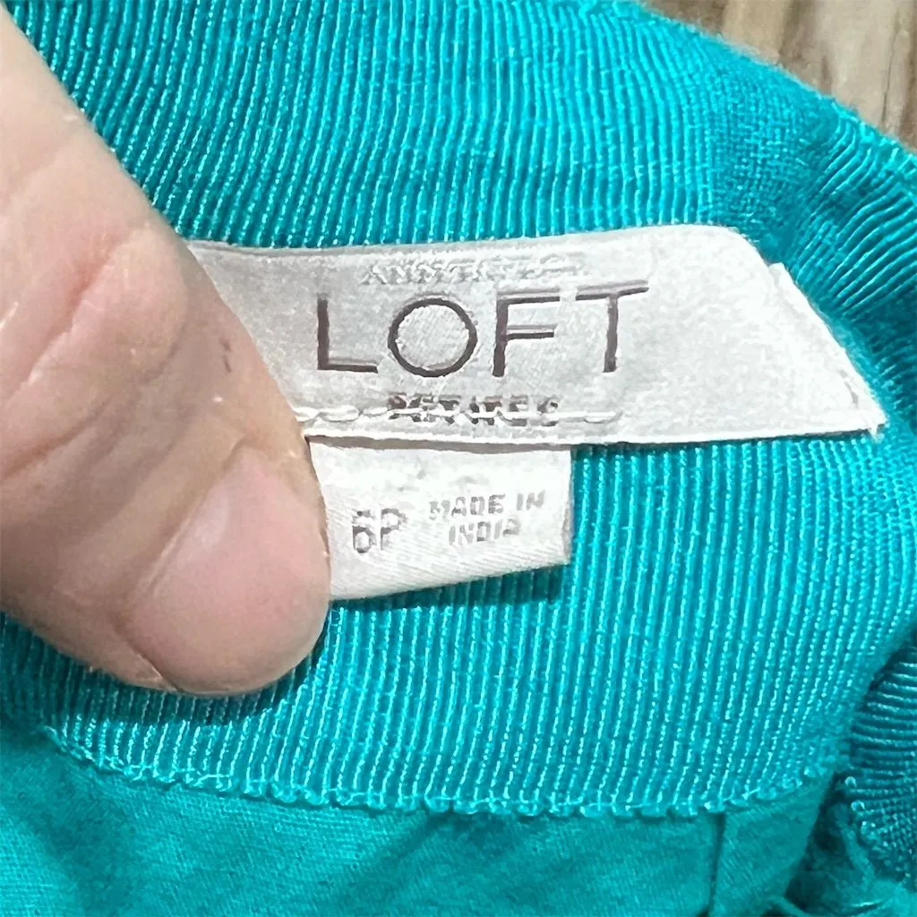 LOFT Women's Teal Crochet Lace Pencil Skirt Size 6P Knee Length - Image 7