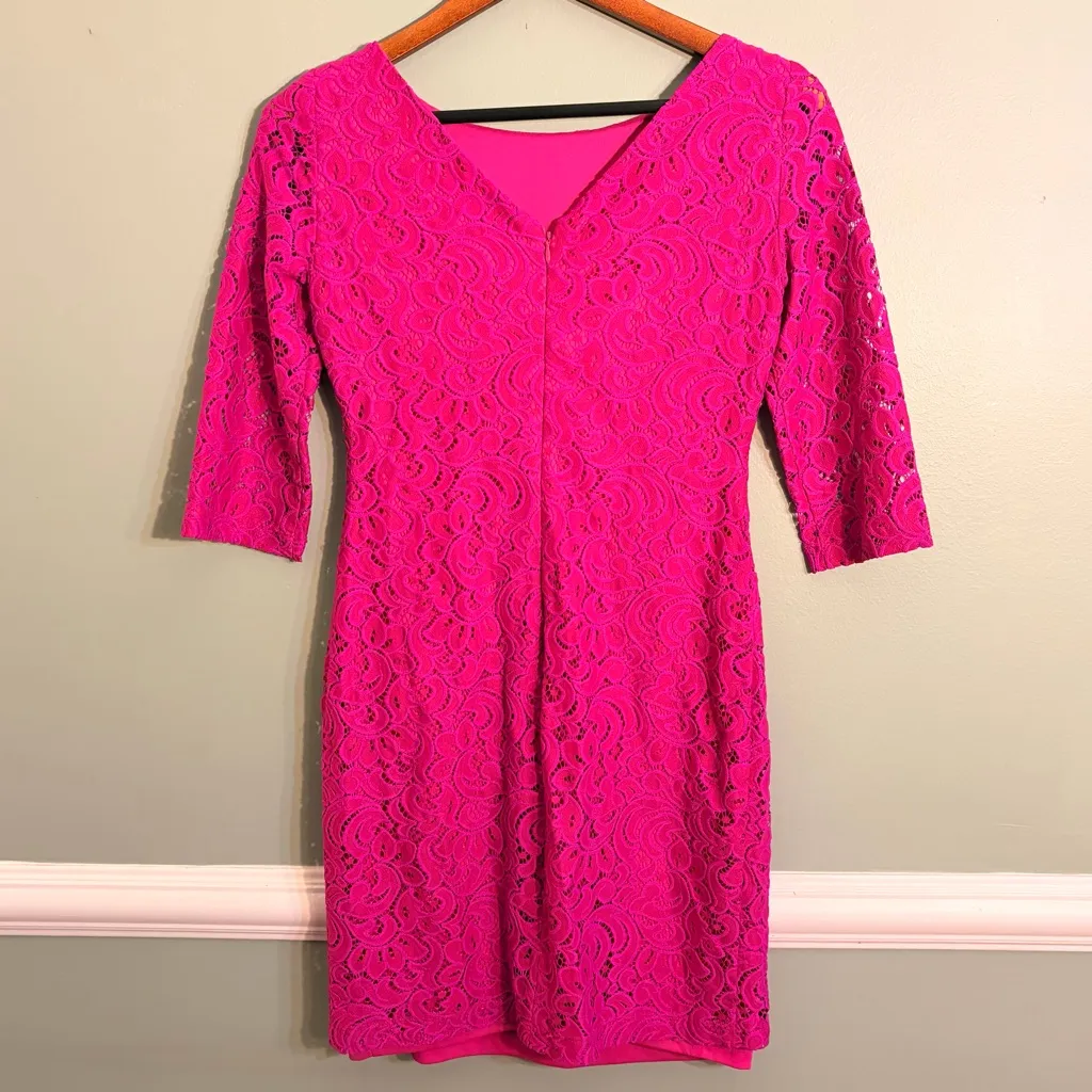 Ivanka Trump Size 2 Pink Lace Sheath Dress - Image 5