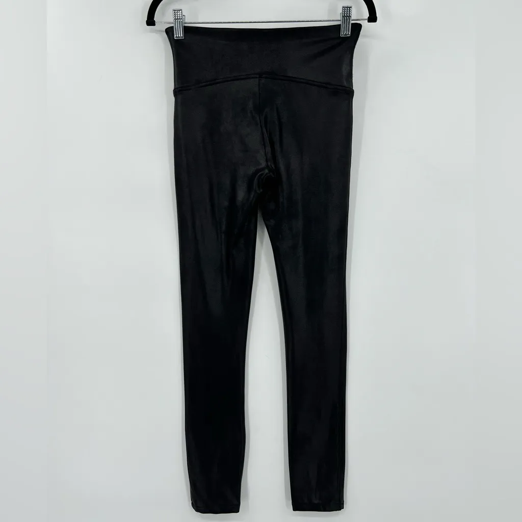 SPANX Faux Leather Leggings Shapewear High Waist Full Length Black Size Large - Image 7