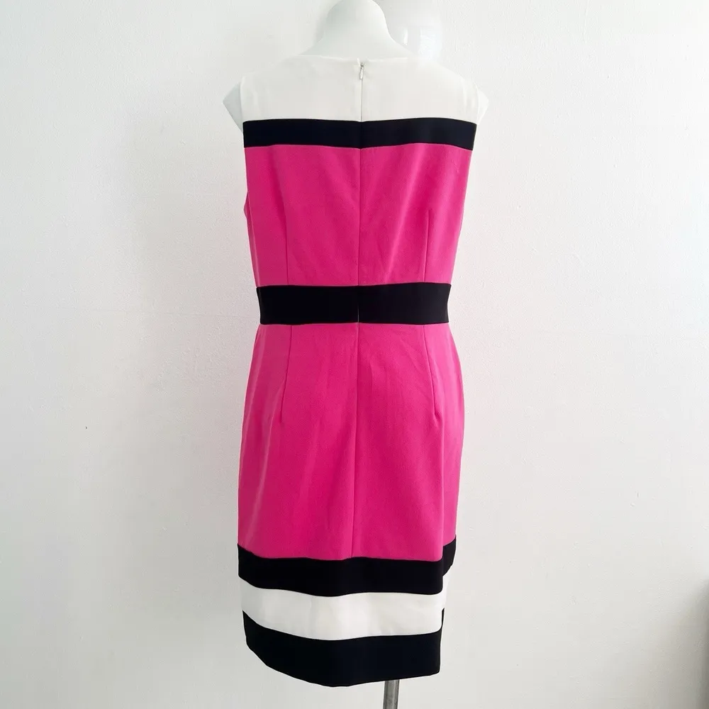 NWOT Sandra Darren Sheath ColorBlock Dress Sleeveless Pink Black Sz 14 Womens - Image 5