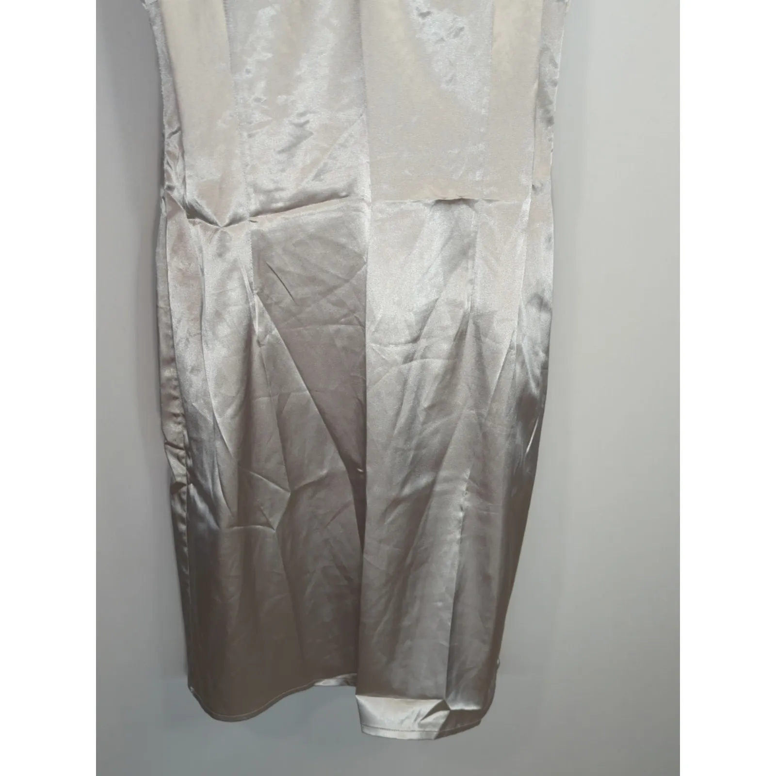 Vintage Chetta B Silver Satin Mini Slip Dress Womens‎ 6 Party Elegant Y2K - Image 3