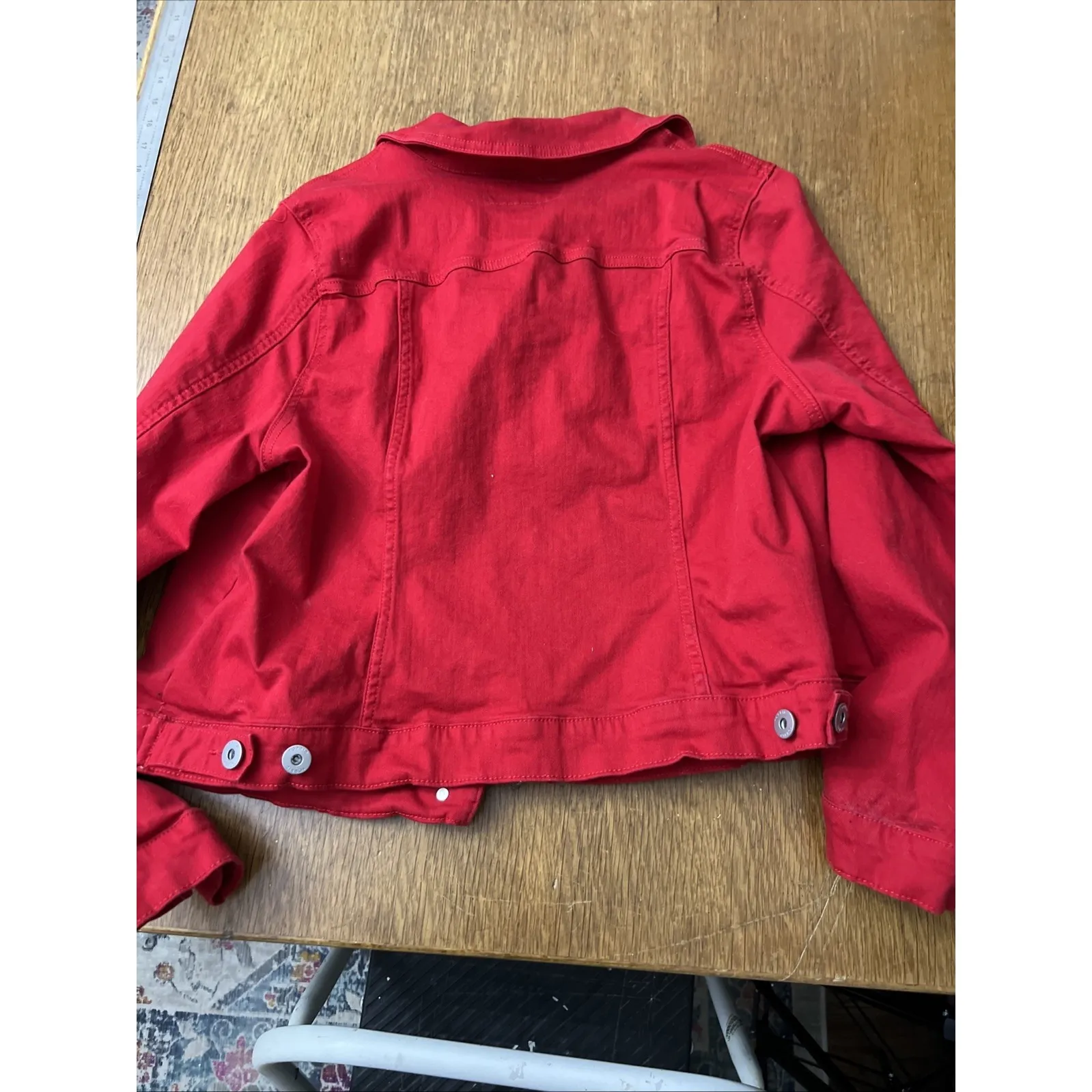 Torrid Red Denim Stretch Jean Jacket women's Size 1X - Image 3