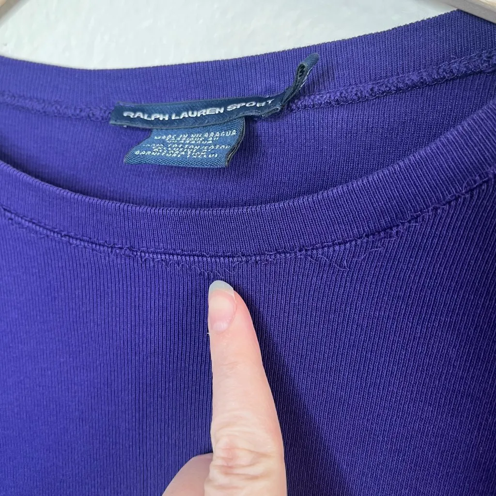 Ralph Lauren Sport Purple Preppy Long Sleeve logo Shirt medium - Image 4