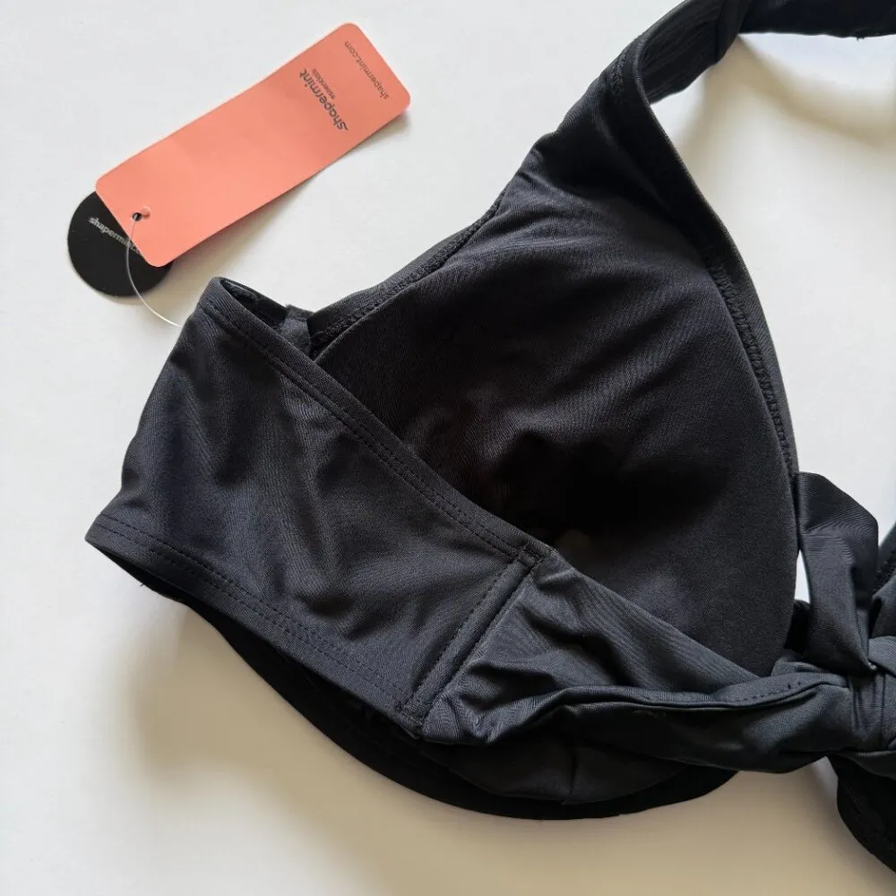 NWT Shapermint Essentials Full Coverage Halter Bikini Top Black Size 2XL NEW - Image 7