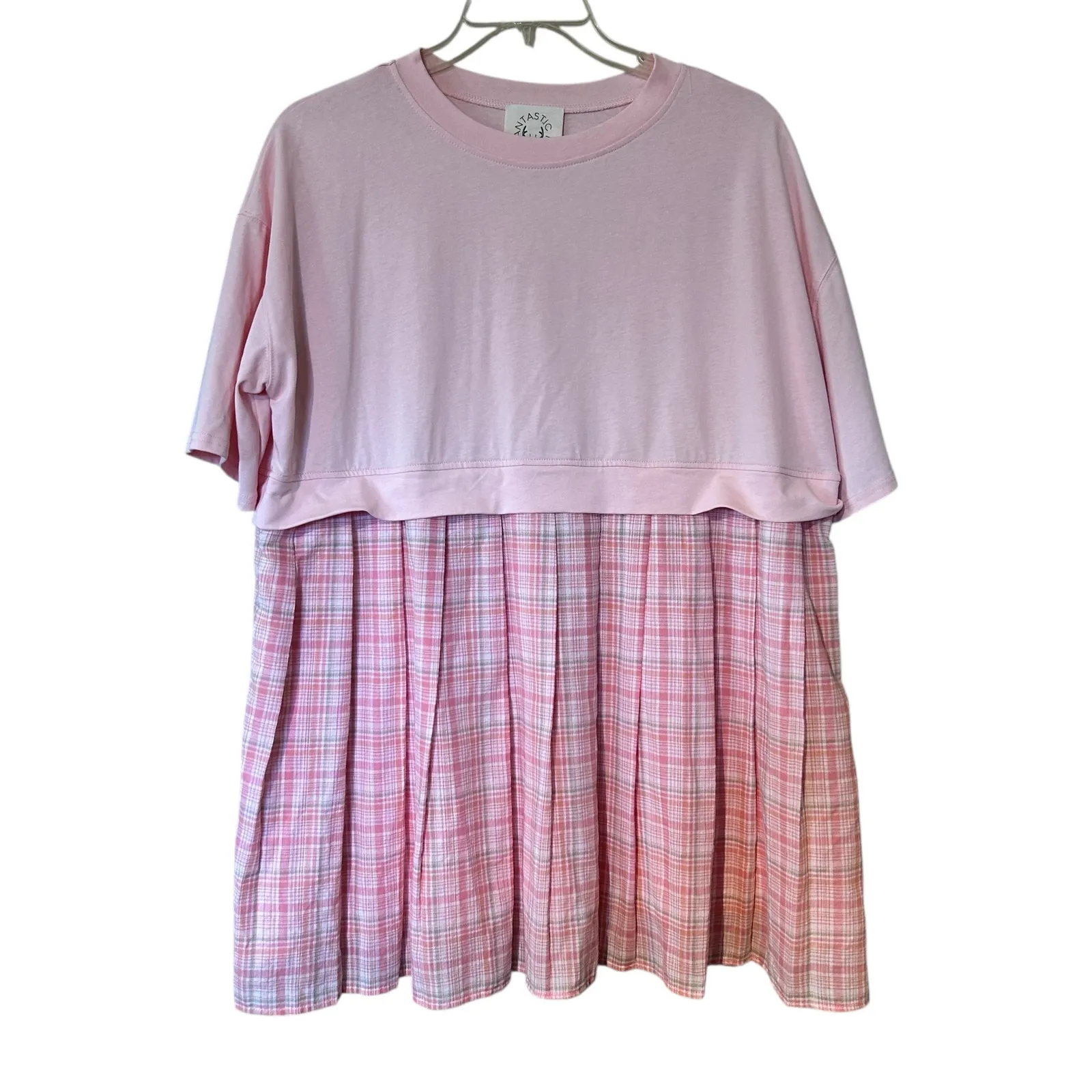 Fantastic Fawn Top Dress Pinks Oversized Pleated Cotton Lining Boho Fairy SZ M - Image 2