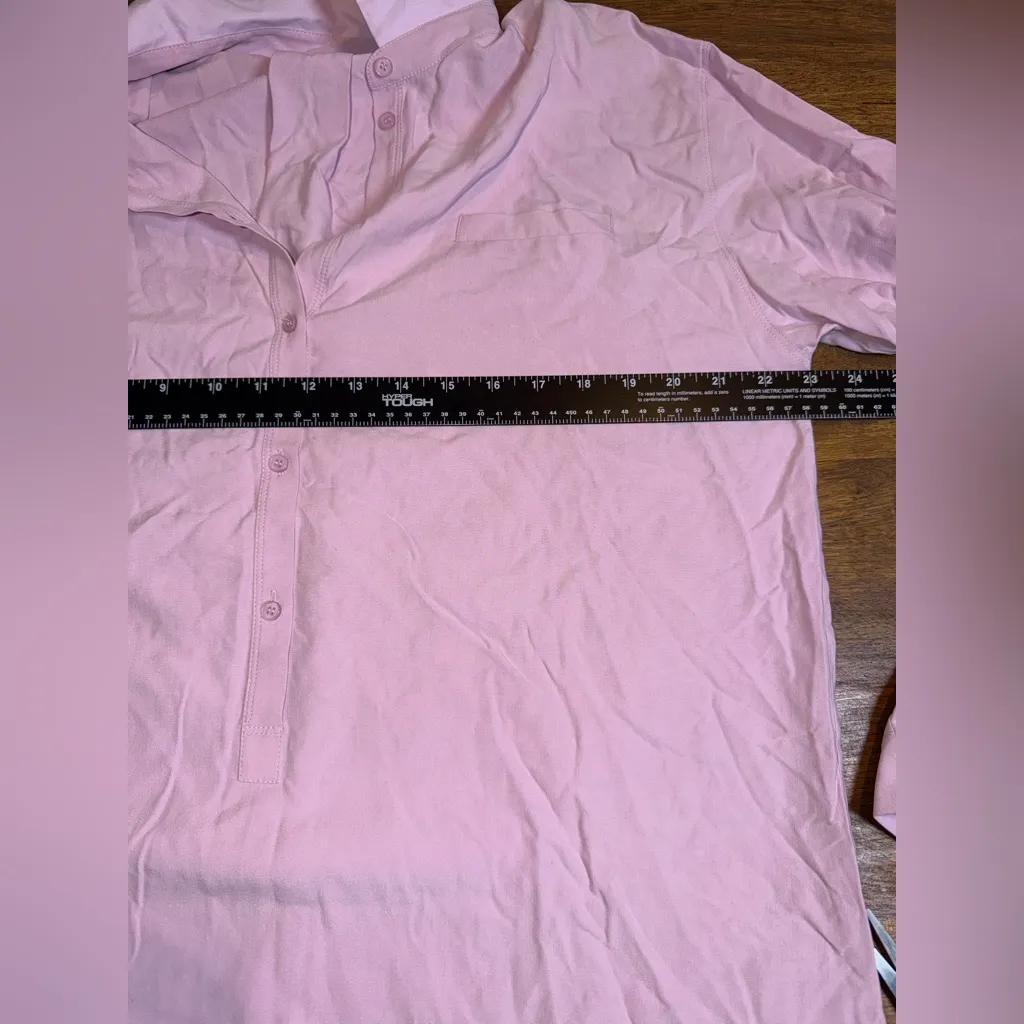 Lafayette 148 100% Silk Midi Shirt Dress Pink Size M - Image 5