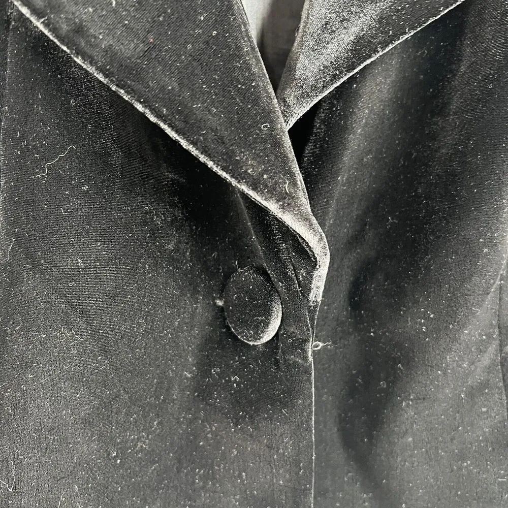 City Girl By Nancy Bolen Sz L Blazer Jacket Black Velour Velvet Holiday Classic Size L - Image 3