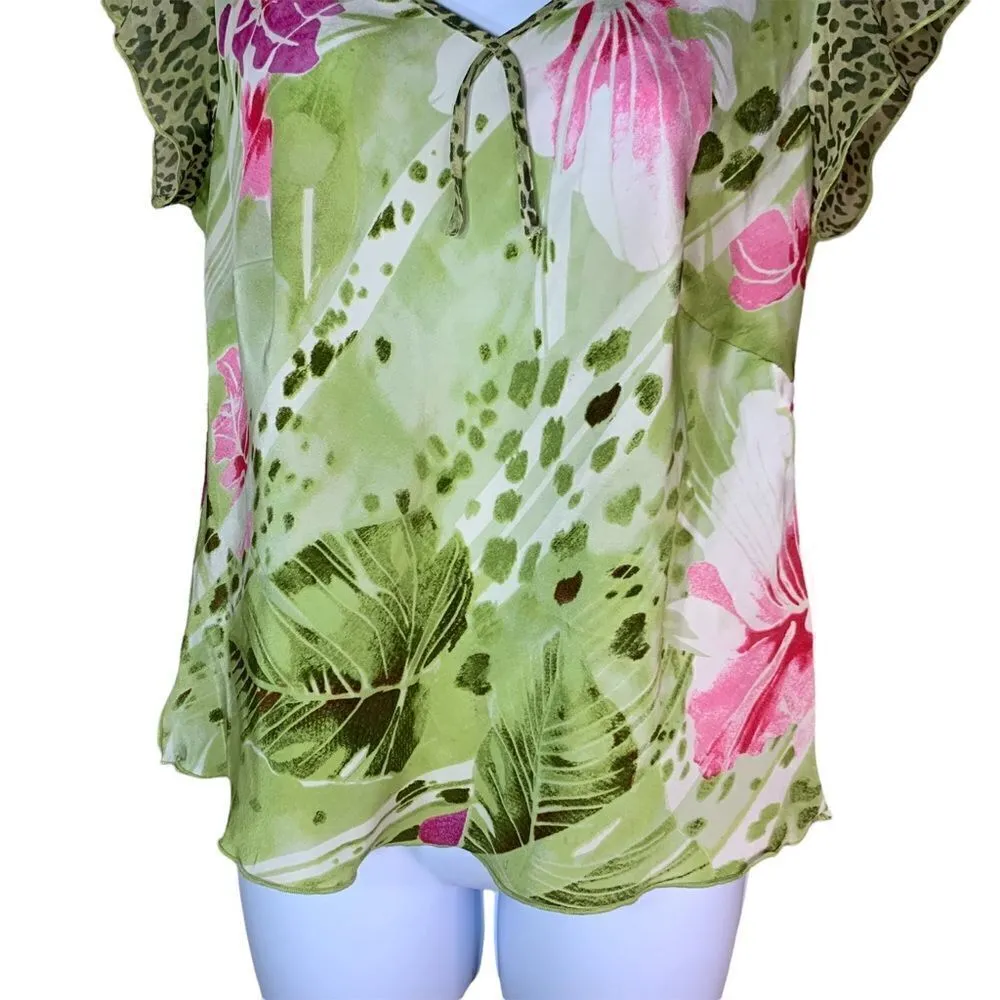 Nancy Bole City Girl 100% silk top‎ Green - Image 3