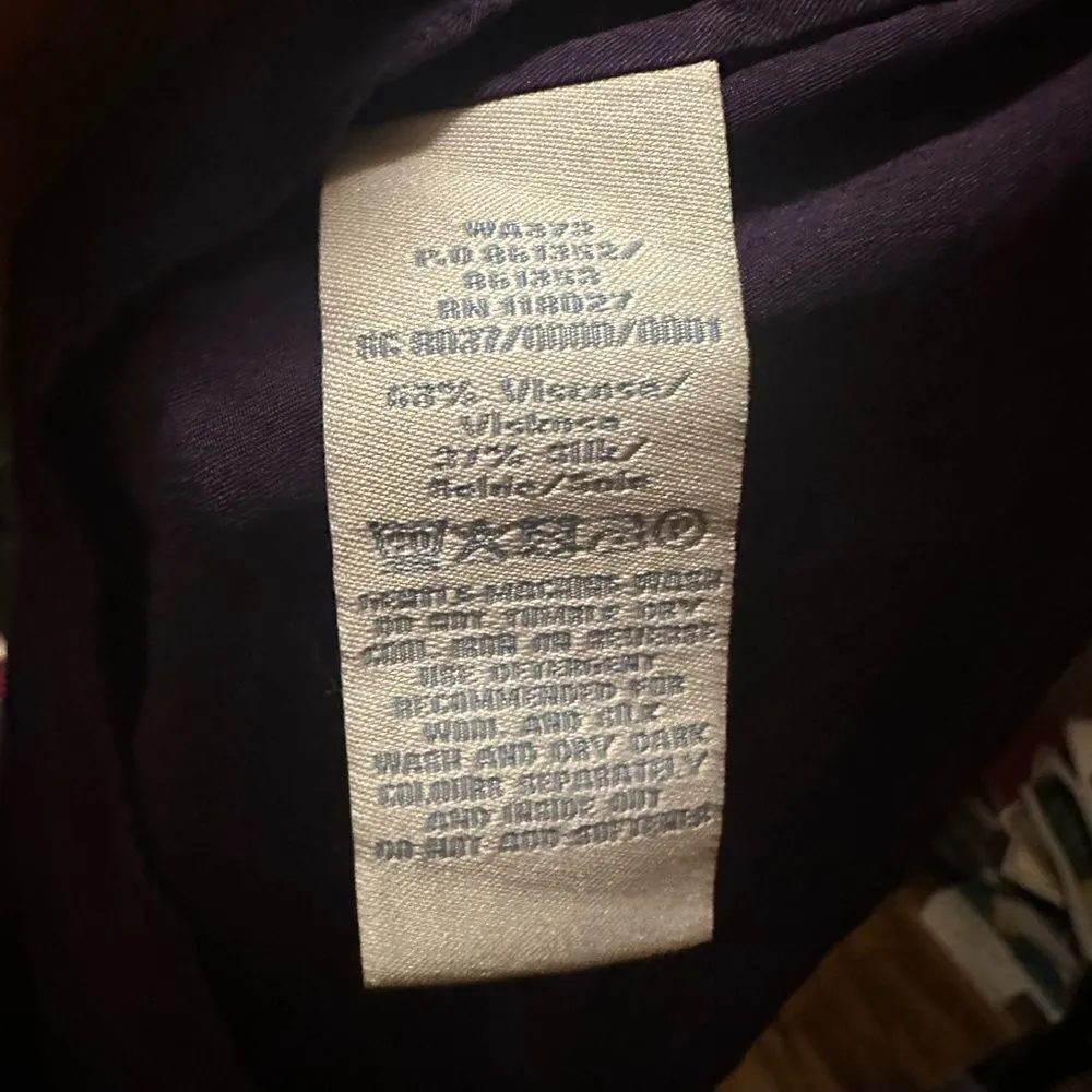 Boden purple jewel tone pin tuck neck size 12 royalcore blouse - Image 4