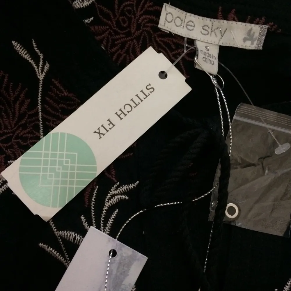 Pale Sky Francesca Floral Embroidered Tassel Detail Tunic Top Black - Image 4