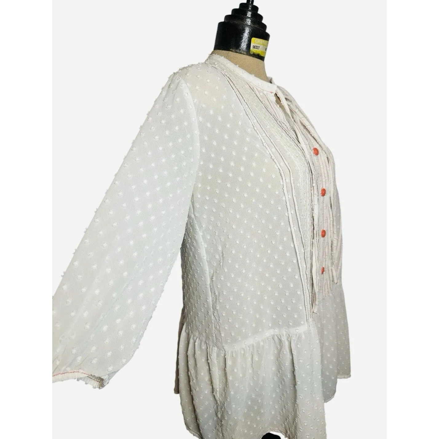 Matilda‎ Jane Women's Light The Way Swiss Dot Tunic Blouse Sz M Cream Sheer - Image 3