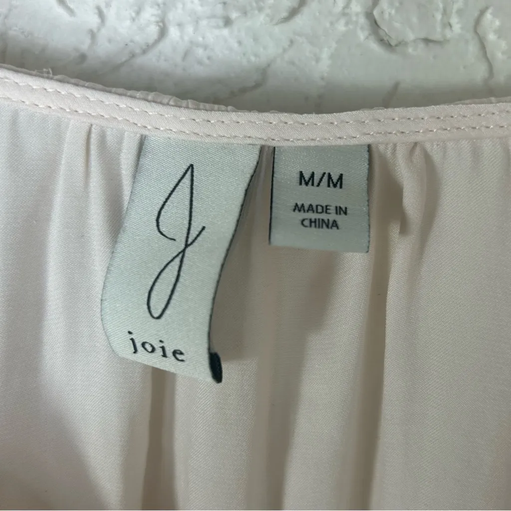 JOIE Satiny Button Front Ruffle Short Sleeve Blouse Size M - Image 5