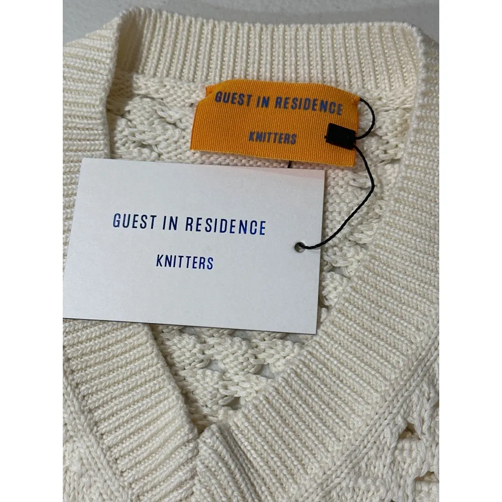 Guest In Residence Mesh Crop Vest in Cream Small New Womens Knit Tank Top - Image 9