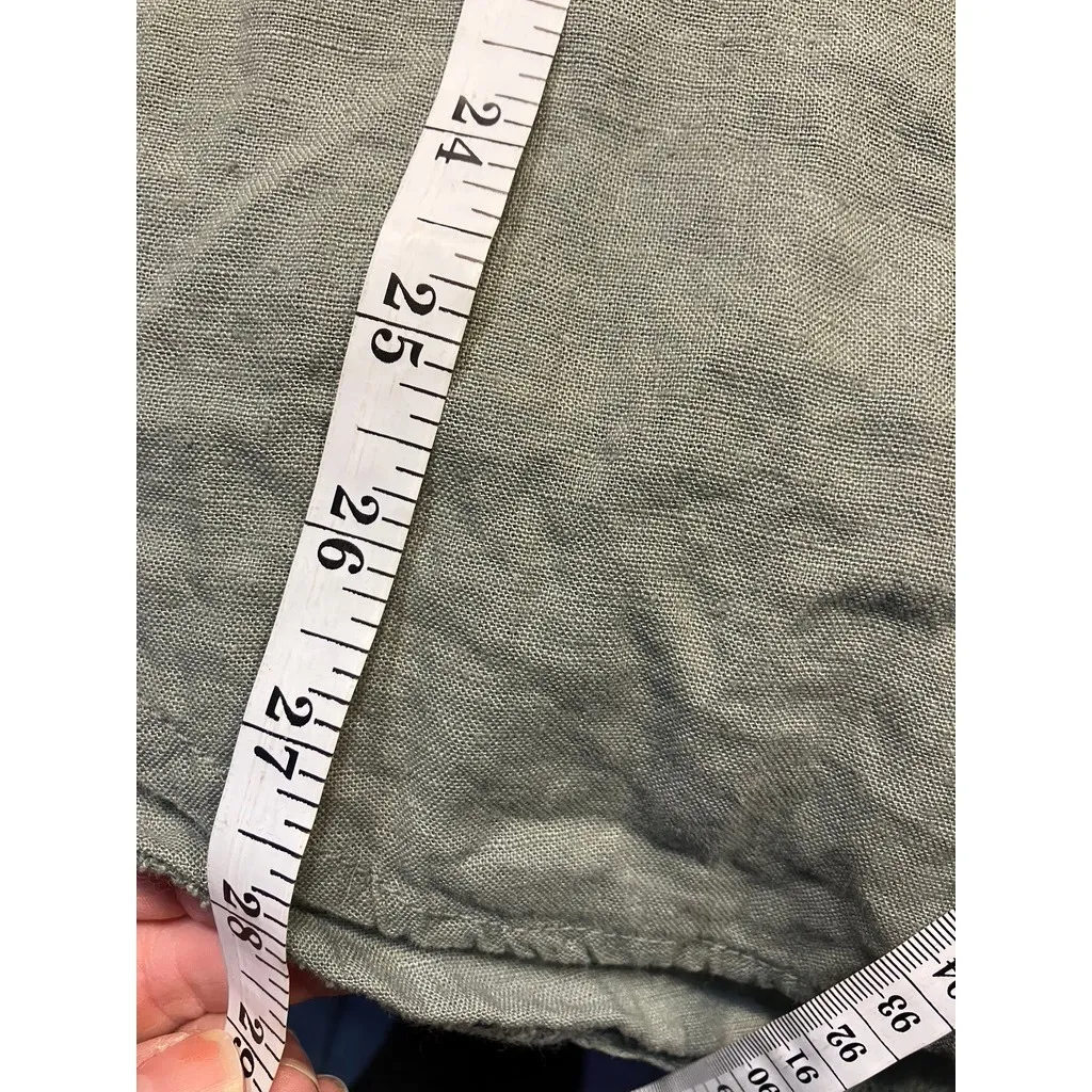 Made‎ in Italy Linen Viscose Shirt XXL Button Up Short Sleeve Green Womenswear - Image 10