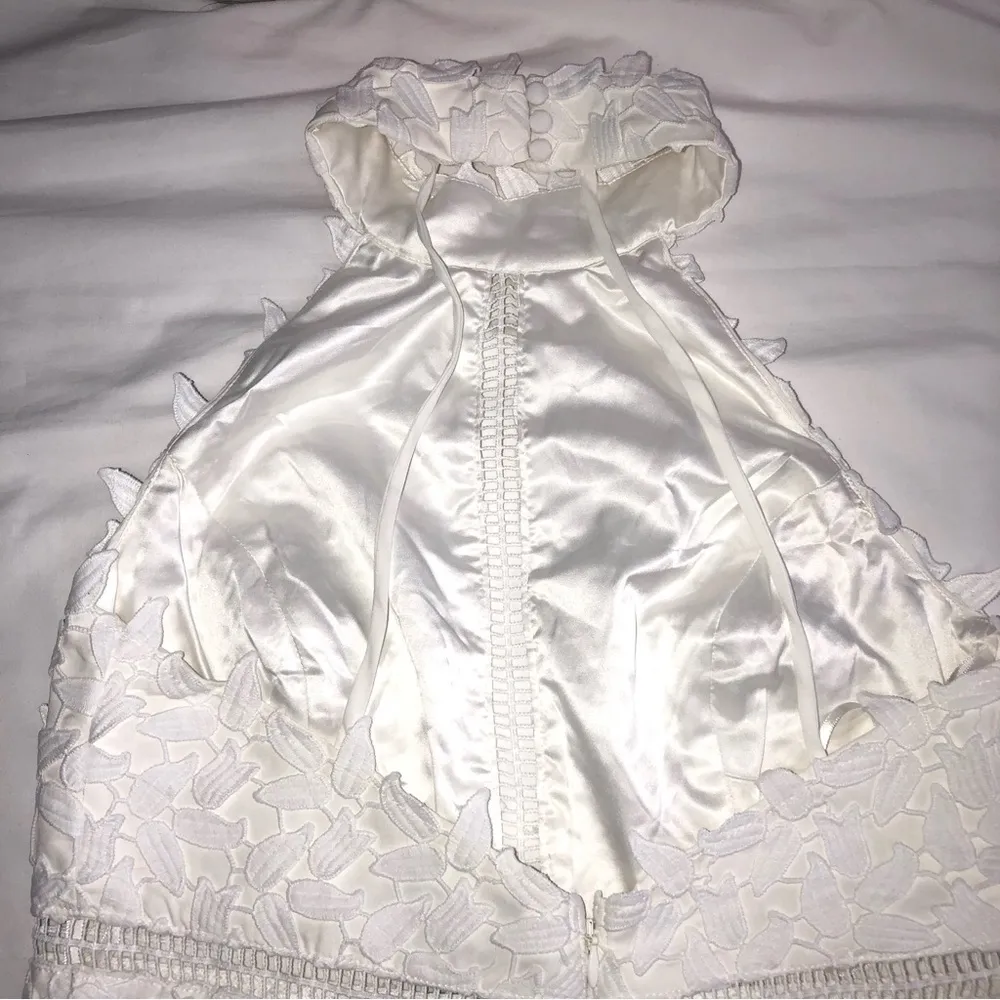 Bardot The Gemma Lace Dress Size M Halter Floral Aritzia White Cut Out Sheer - Image 10