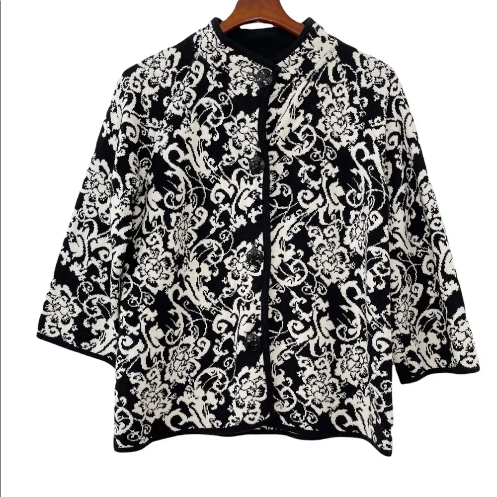 JM Collection black white mandarine collar blazer - Image 9